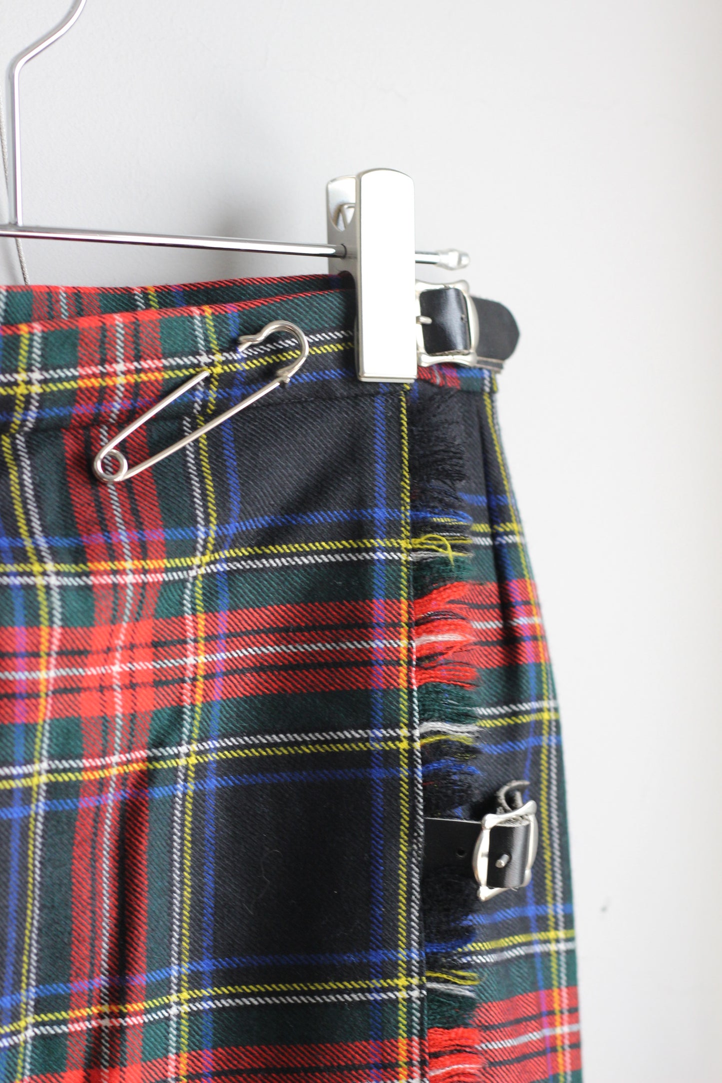 Vintage Tartan Check Pleats Wool Skirt x4点