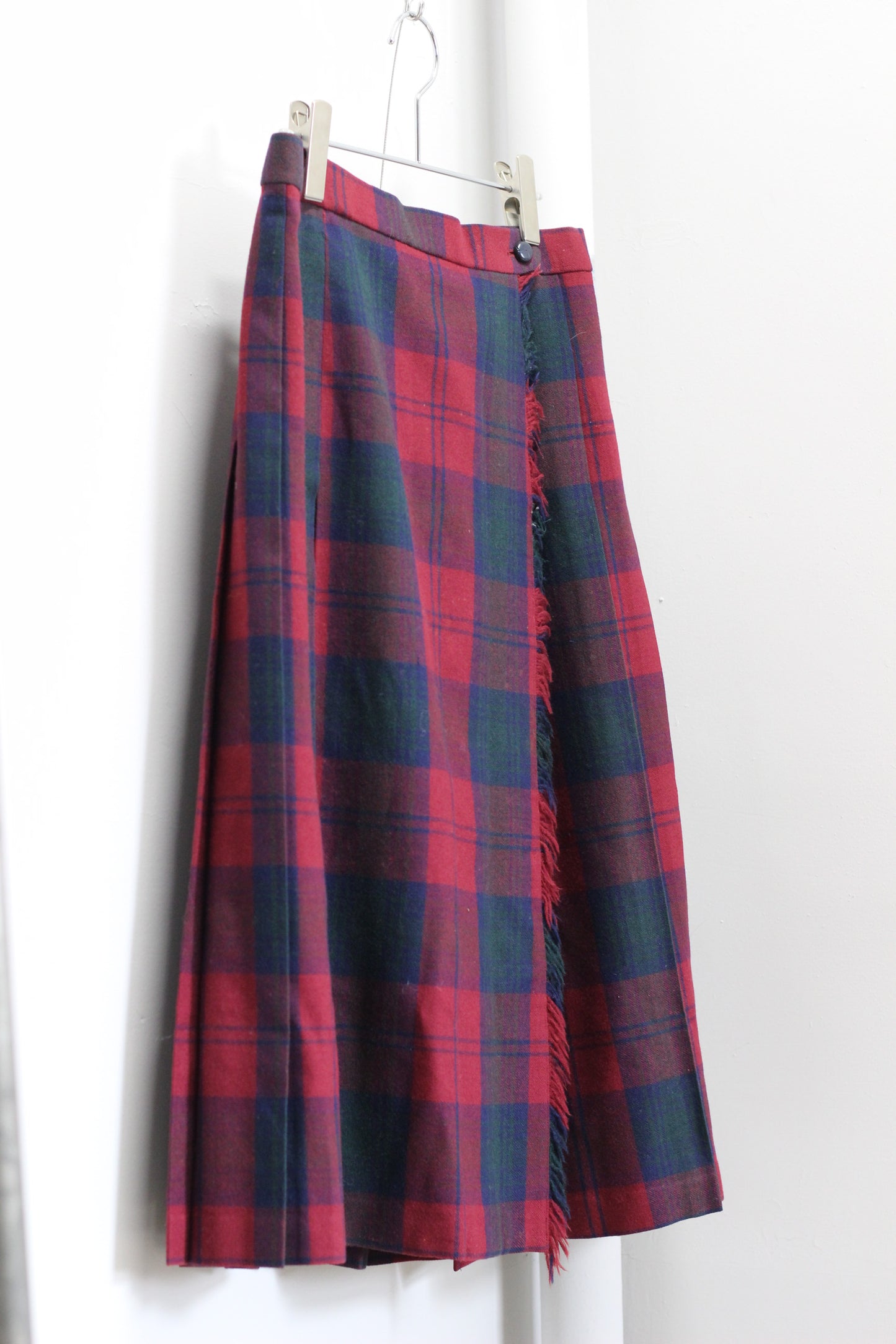 Vintage Tartan Check Pleats Wool Skirt x4点