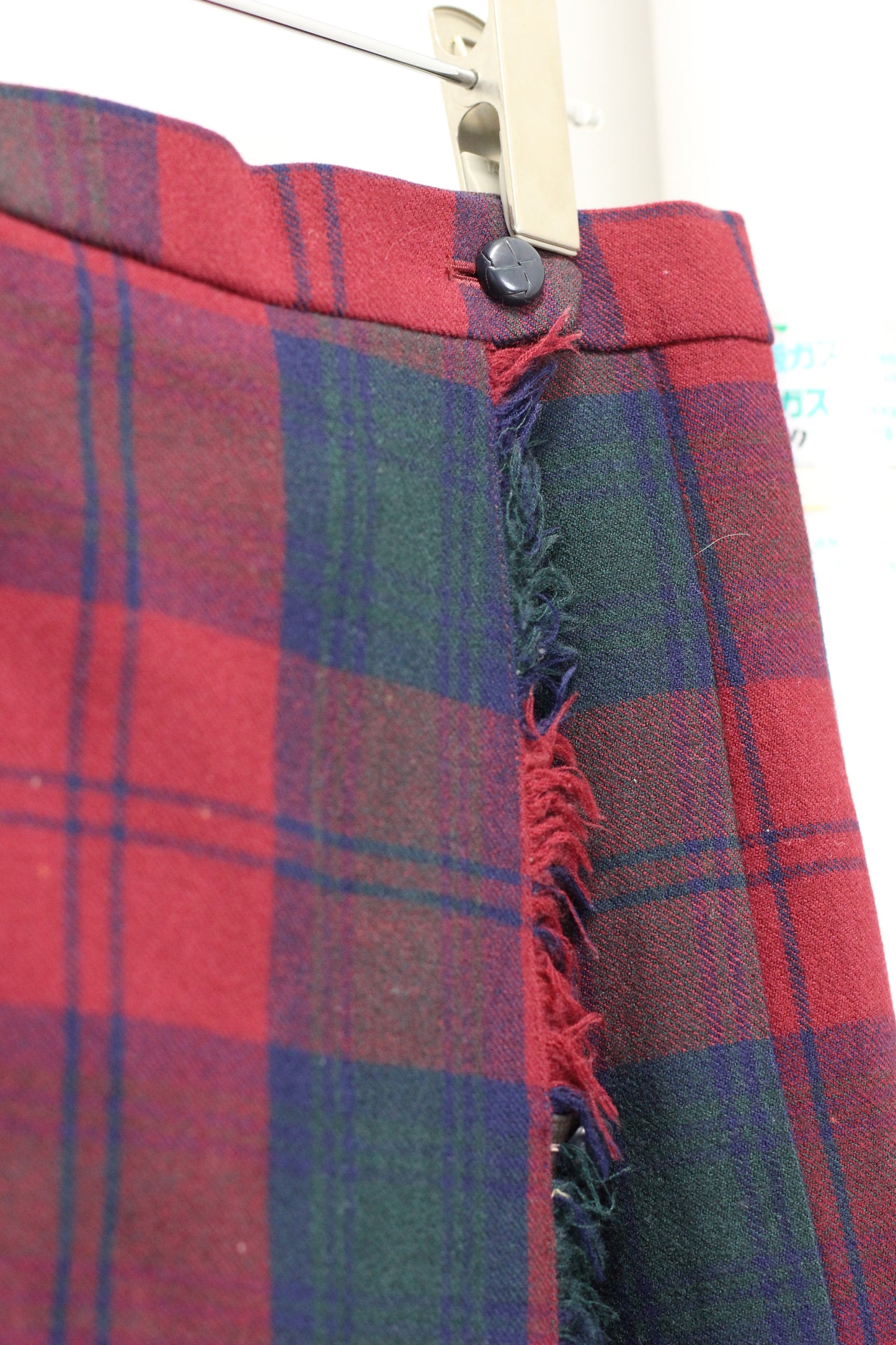 Vintage Tartan Check Pleats Wool Skirt x4点