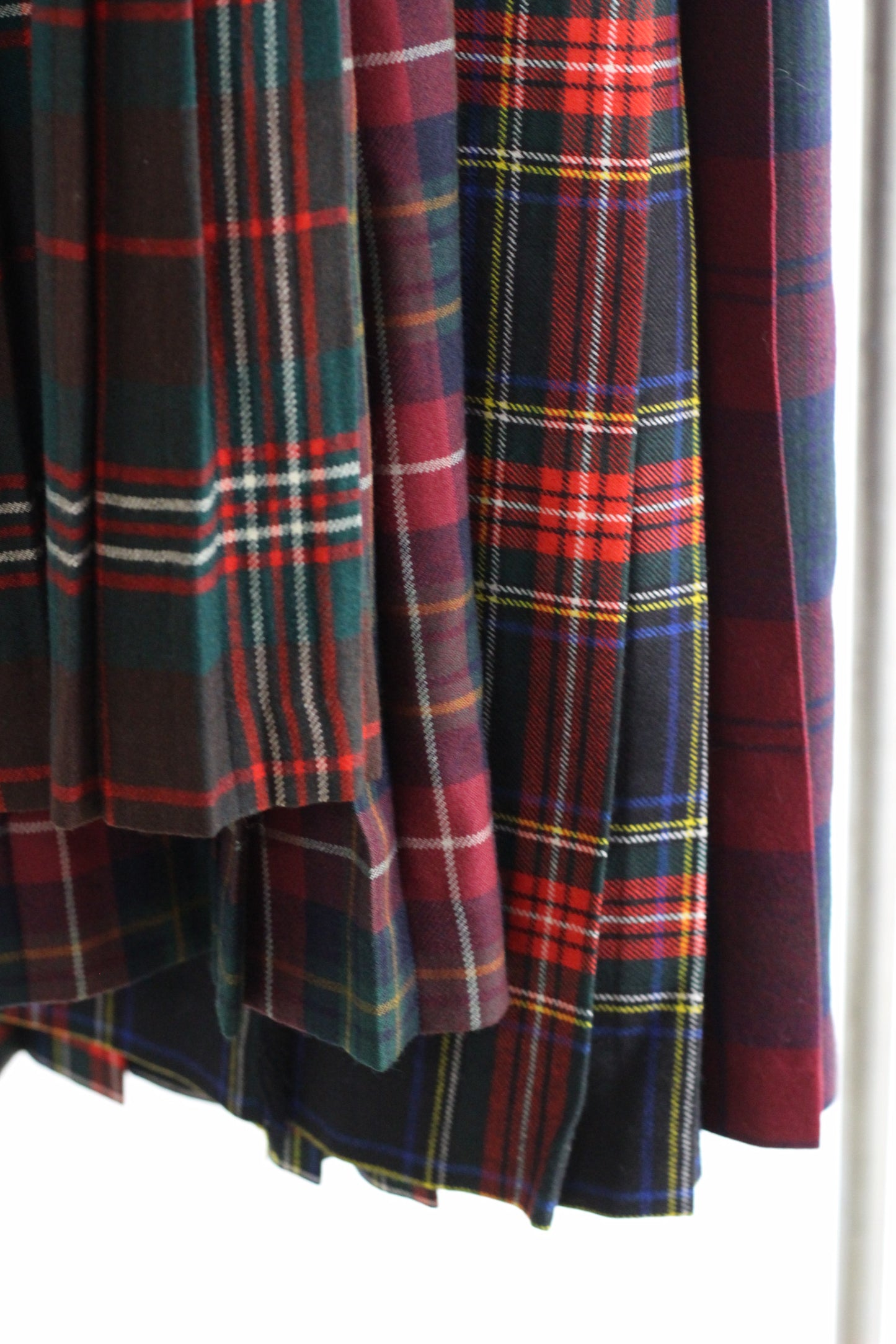 Vintage Tartan Check Pleats Wool Skirt x4点