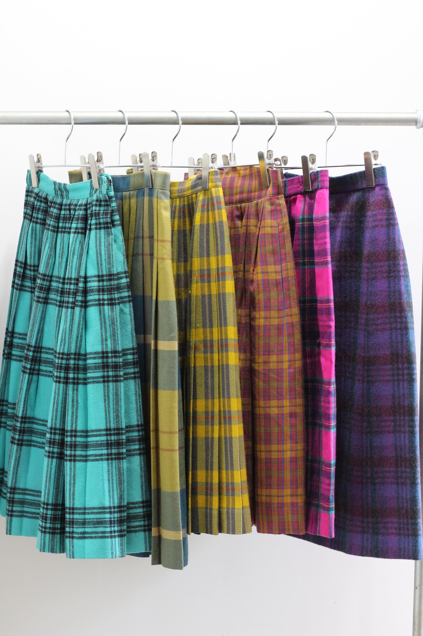 Vintage Design Check Wool Skirt x6点