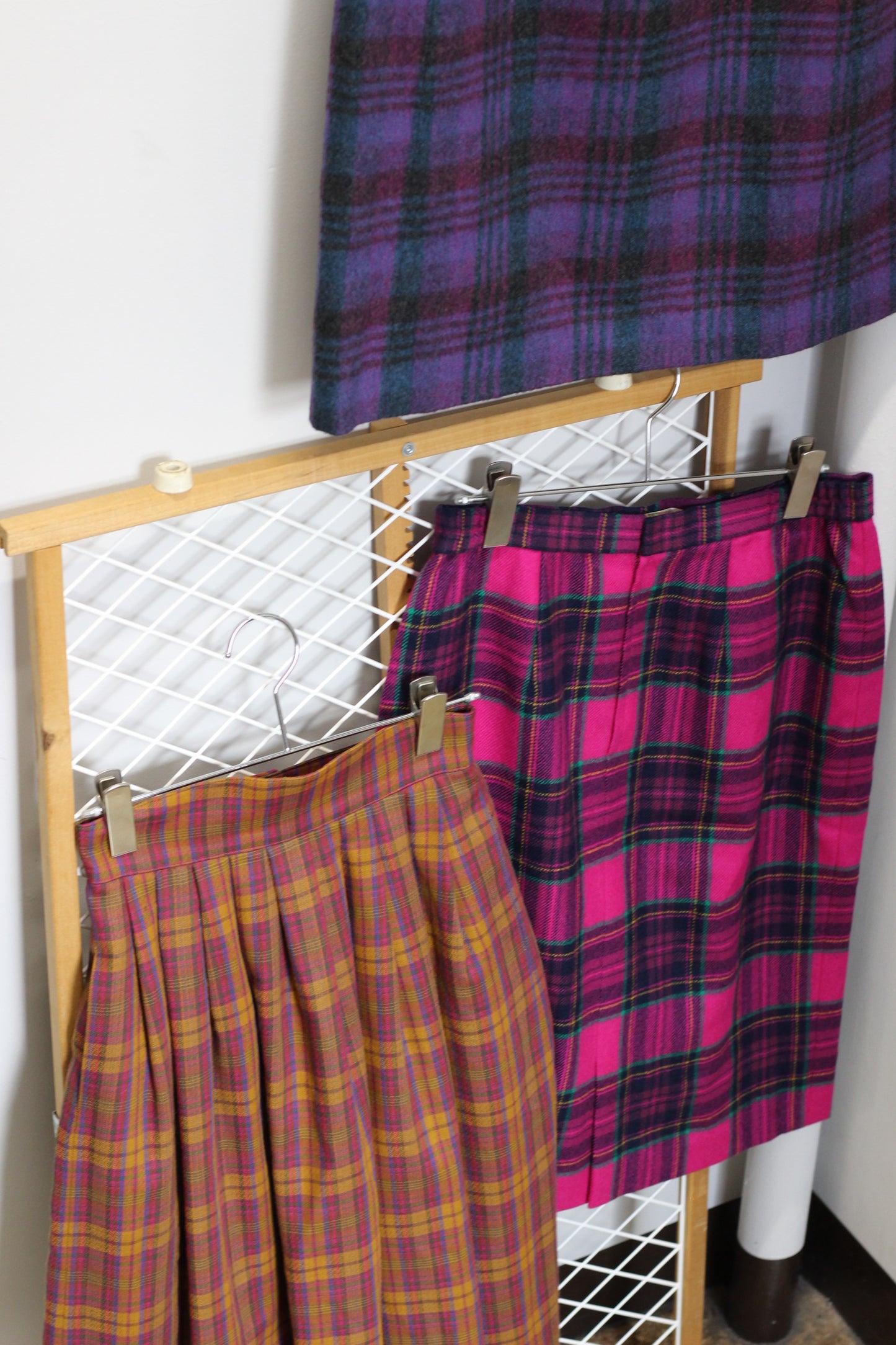 Vintage Design Check Wool Skirt x6点