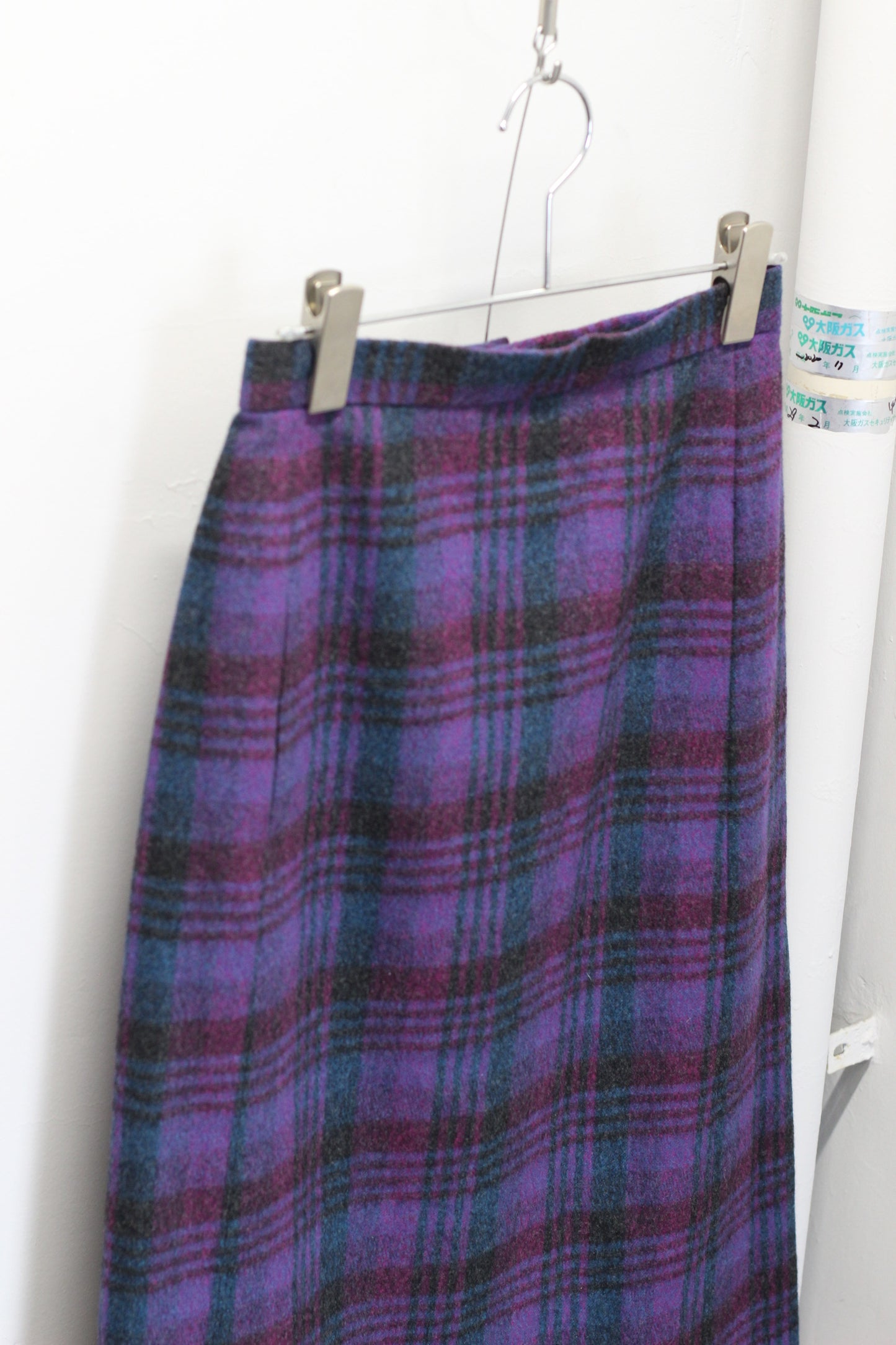 Vintage Design Check Wool Skirt x6点