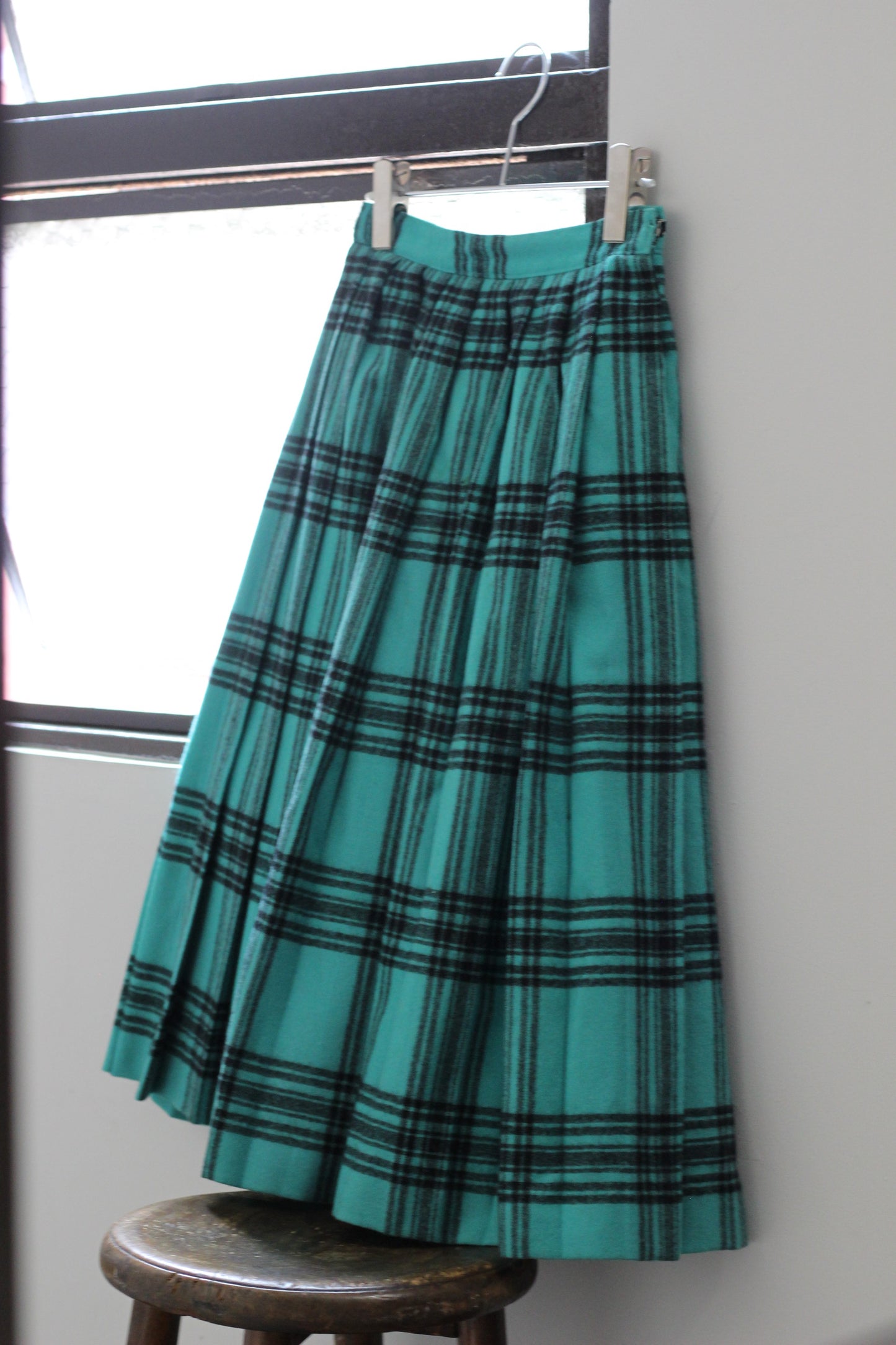 Vintage Design Check Wool Skirt x6点