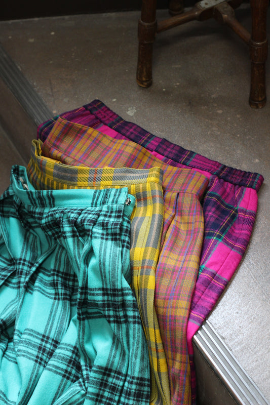 Vintage Design Check Wool Skirt x6点