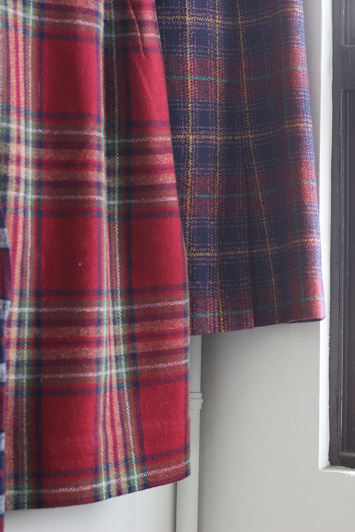 Vintage Red Check Wool Tight Skirt x3点