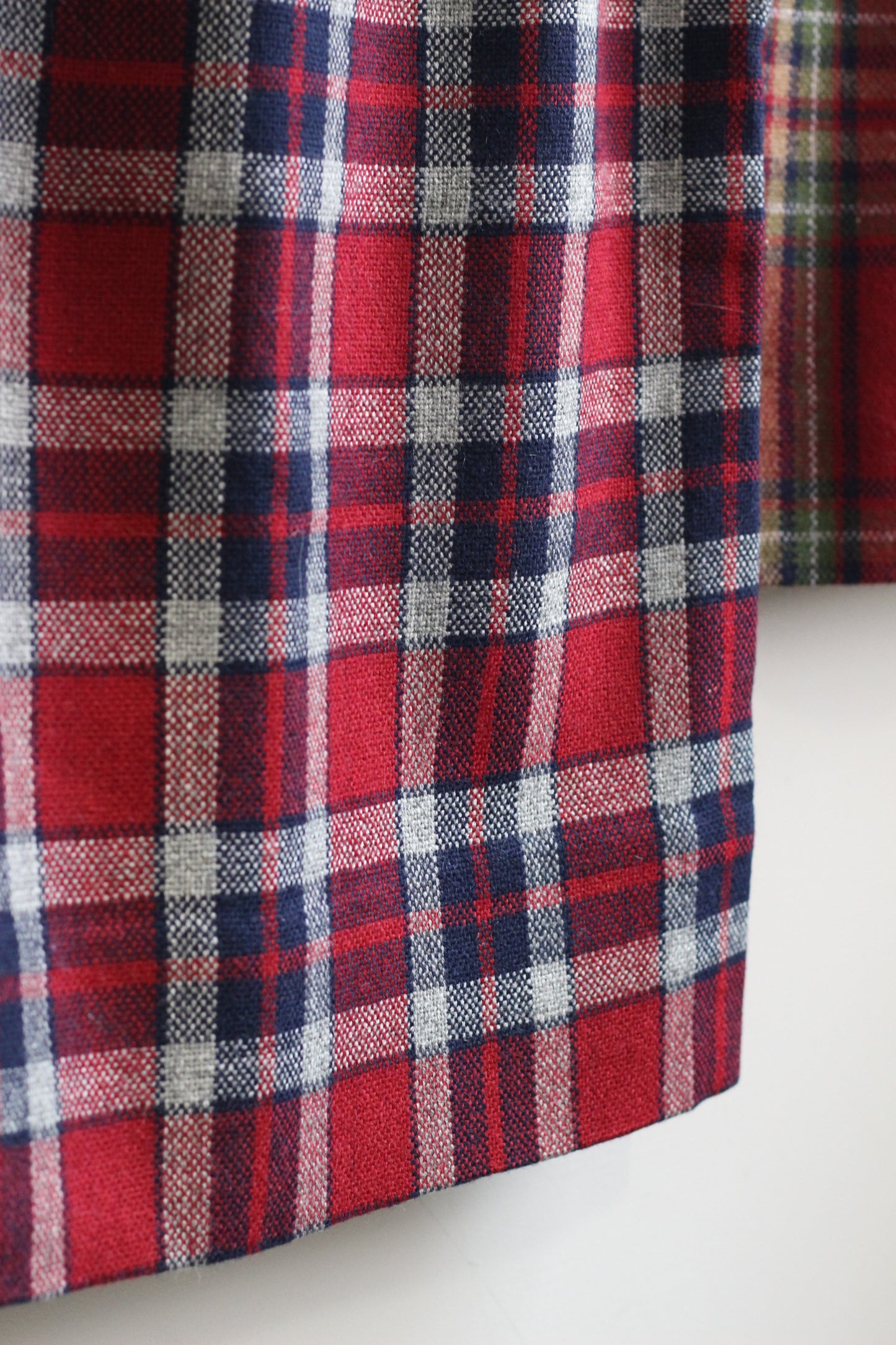 Vintage Red Check Wool Tight Skirt x3点