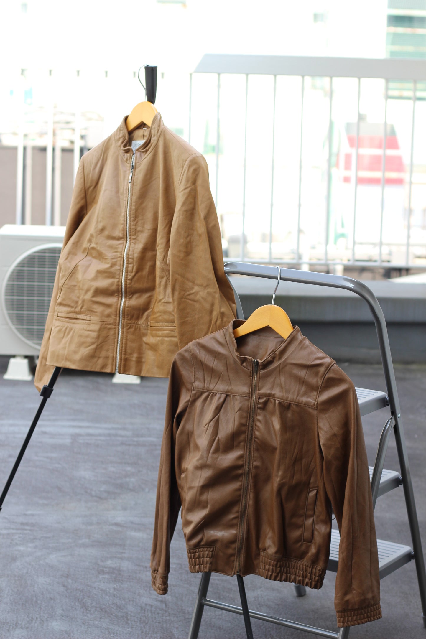 Women's Vintage Brown Leather Jacket x4点
