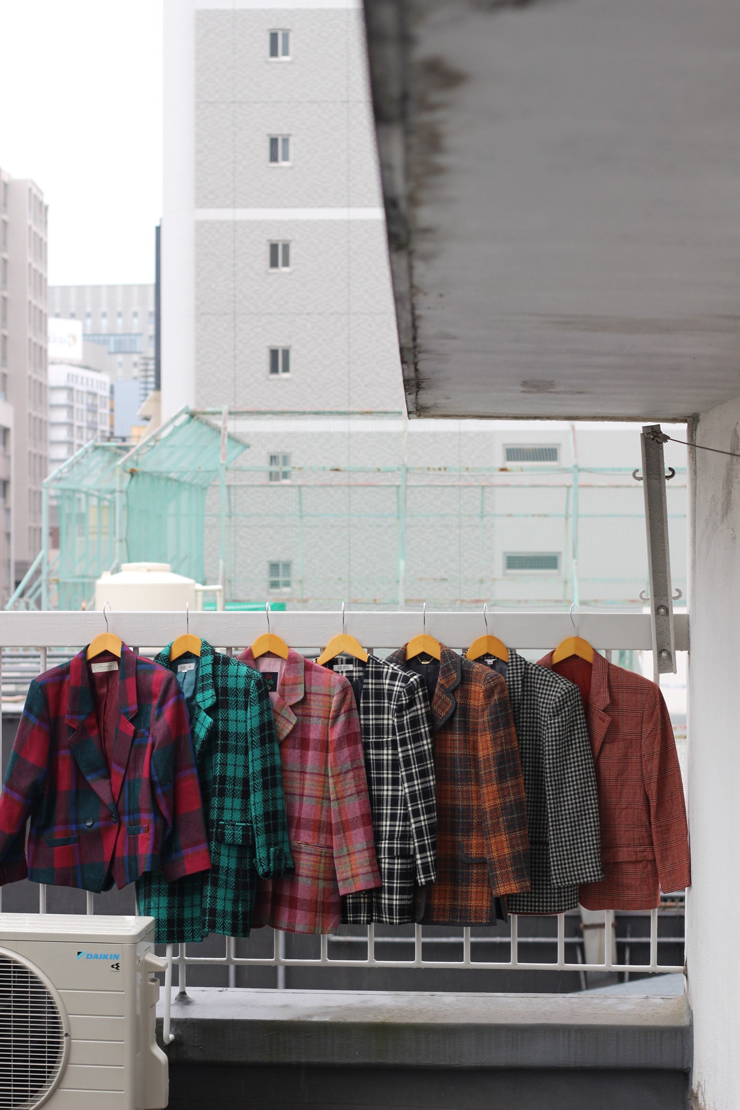 Japan vintage wool check tailored jacket x7点