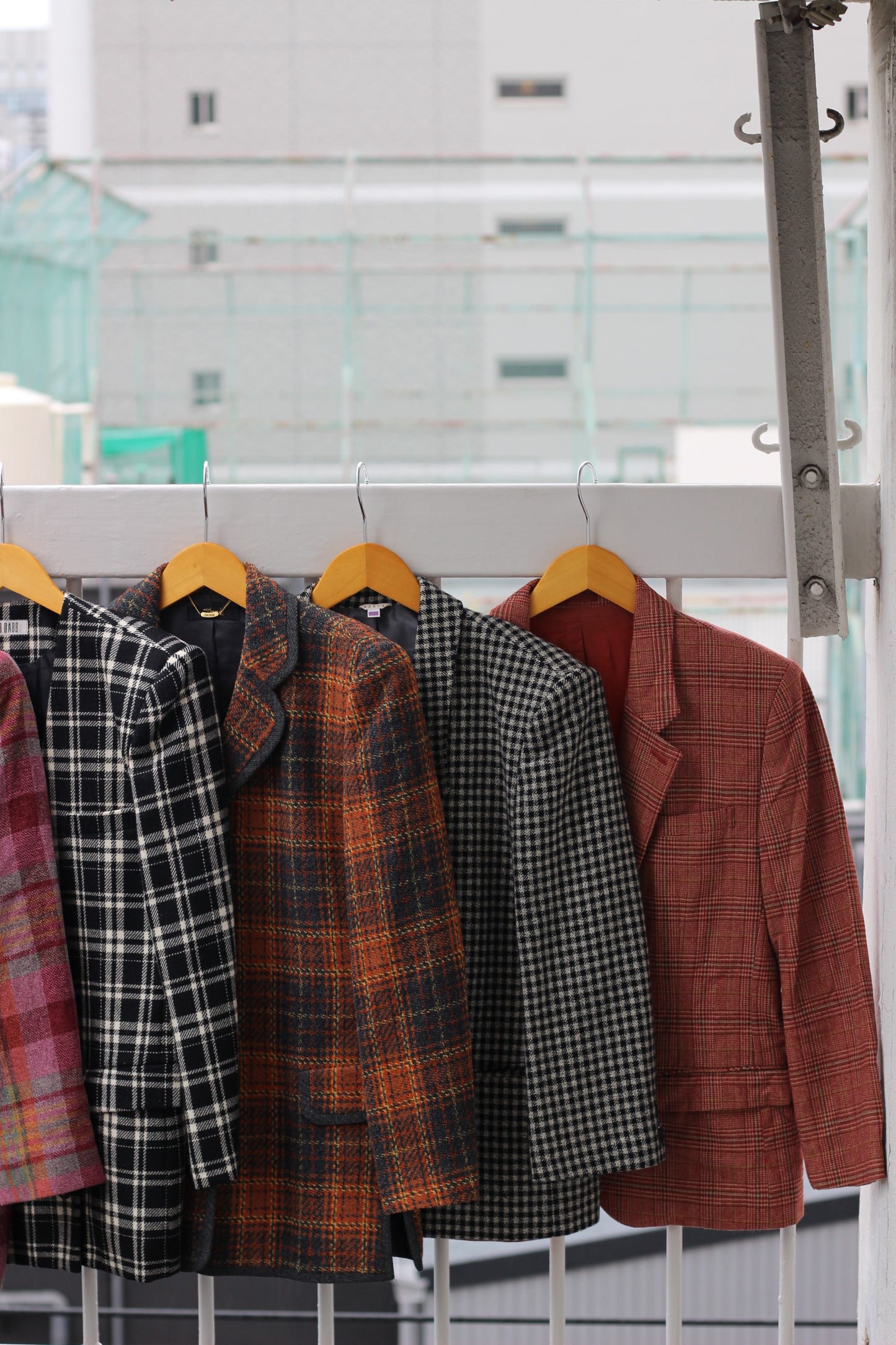Japan vintage wool check tailored jacket x7点