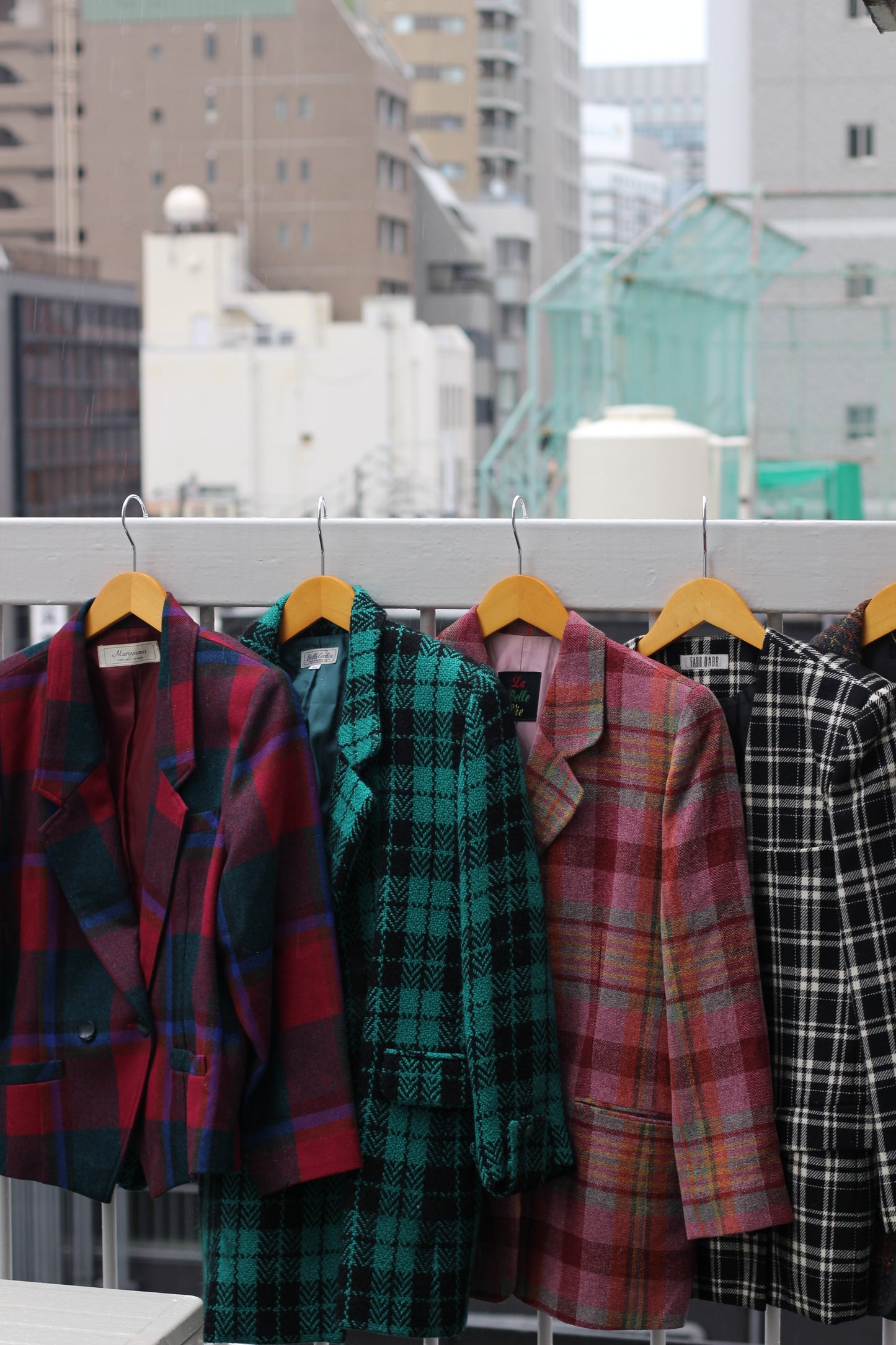Japan vintage wool check tailored jacket x7点