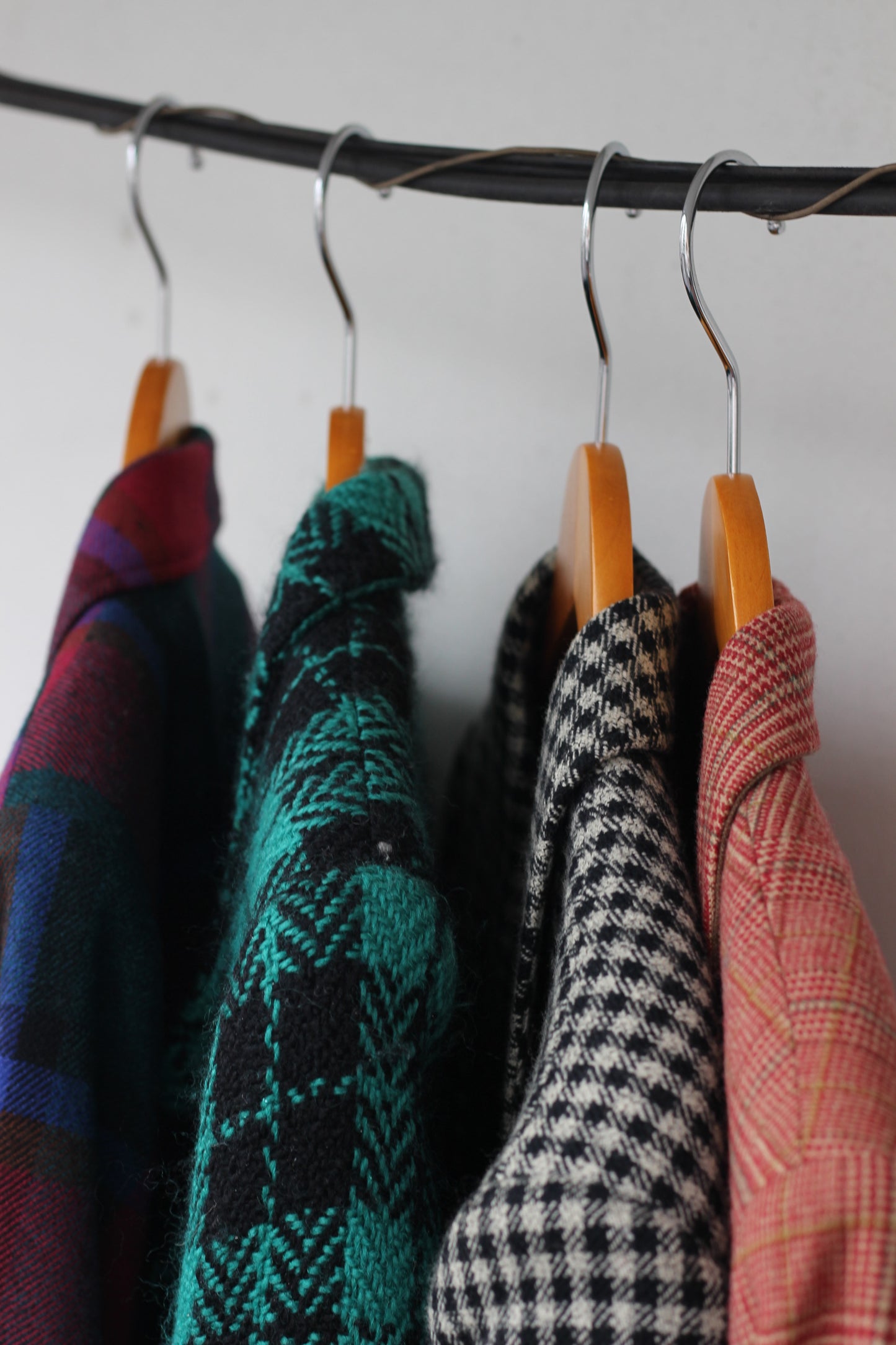 Japan vintage wool check tailored jacket x7点