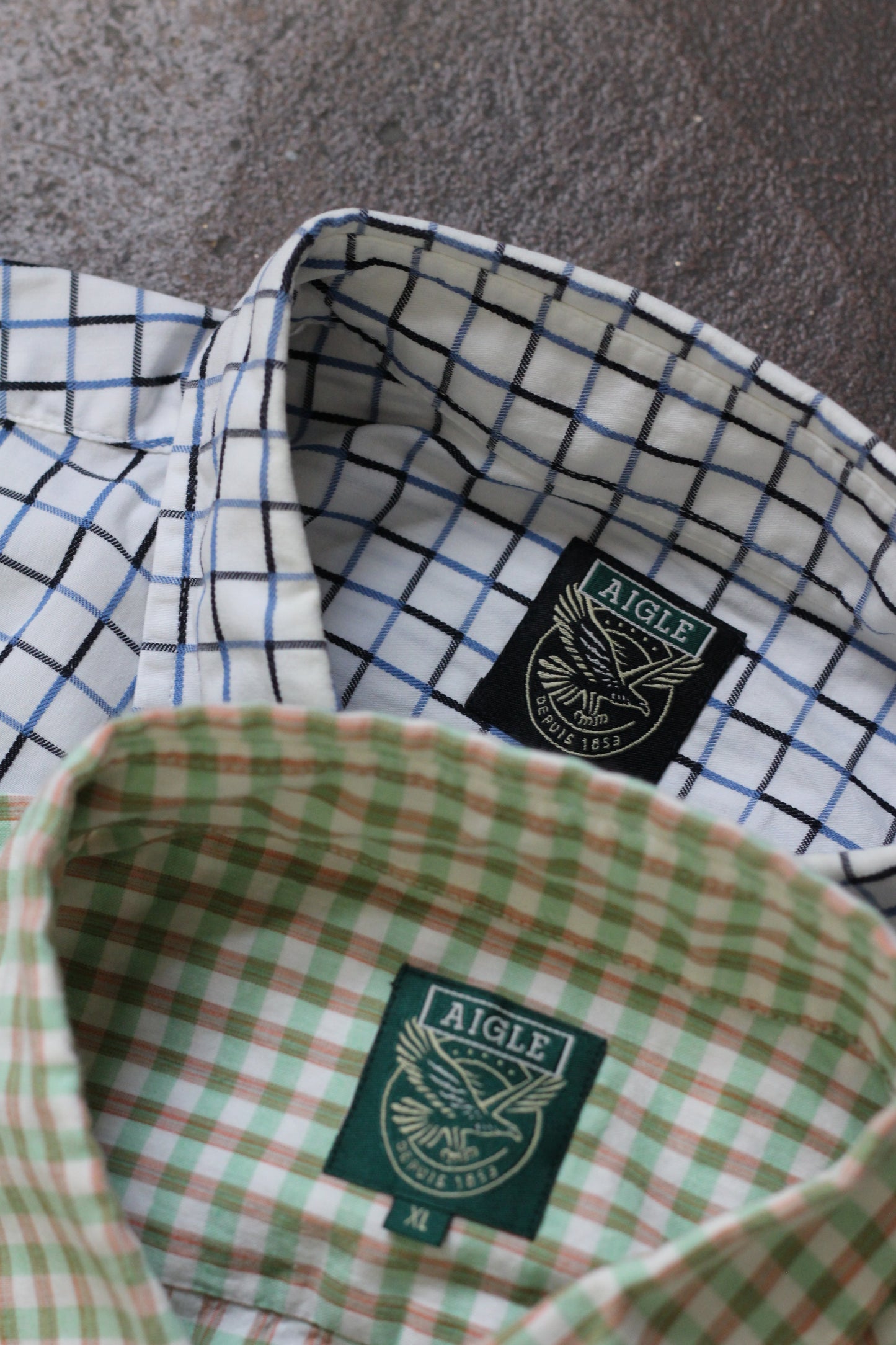 90-00's Aigle Button Down Check Short Sleeve Shirt x2点