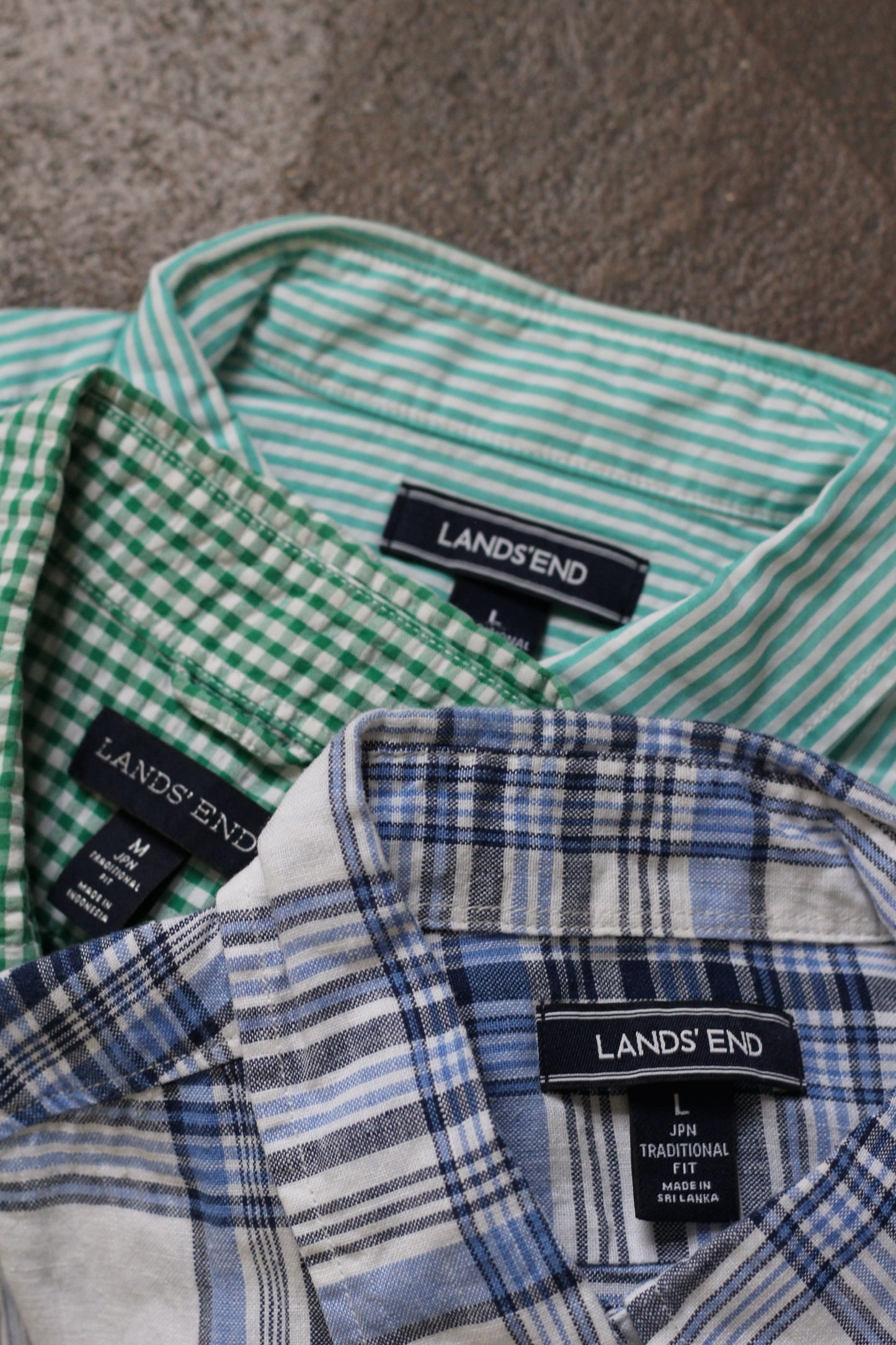 LANDS END Button Down Short Sleeve Shirt x3点