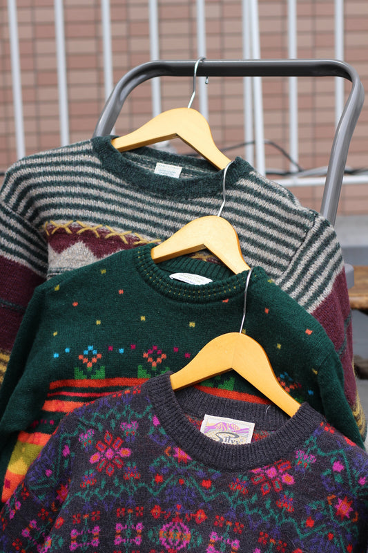 Women's Vintage Made In Italy Fair Isle Design Knitwear x3点