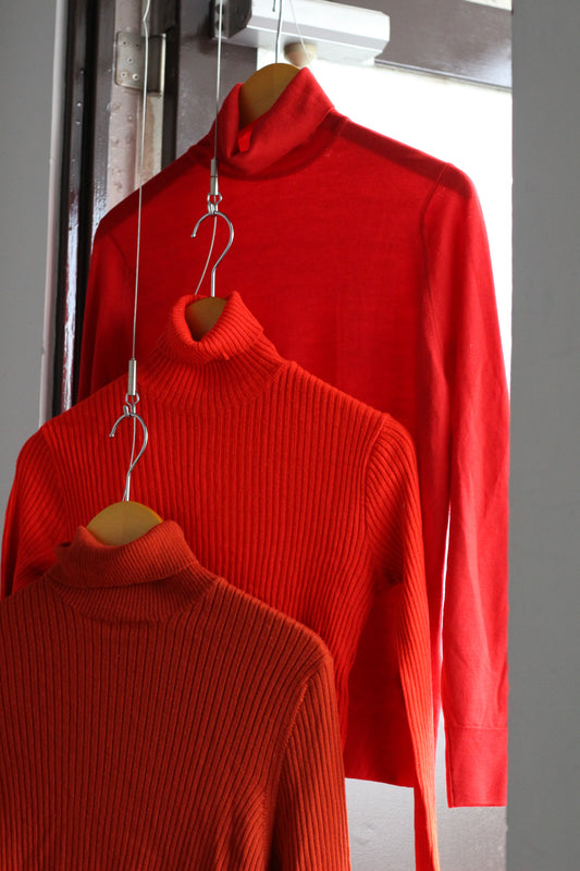 Women's Euro Vintage Color Turtleneck Knit x3点