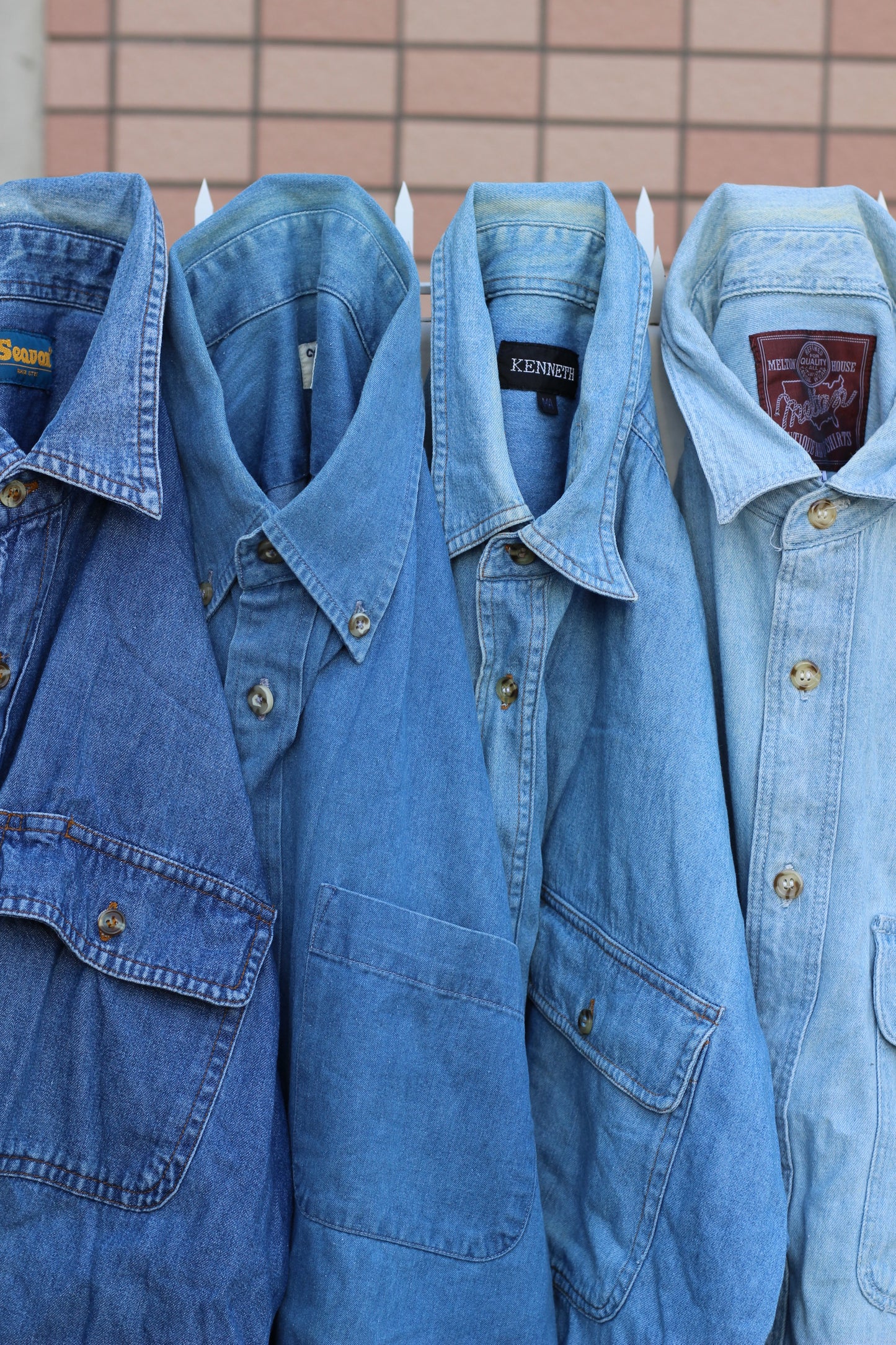 Men's Light Blue Denim Shirt x4点