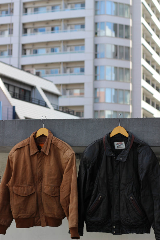Men's Vintage Blouson Short Leather Jacket x2点