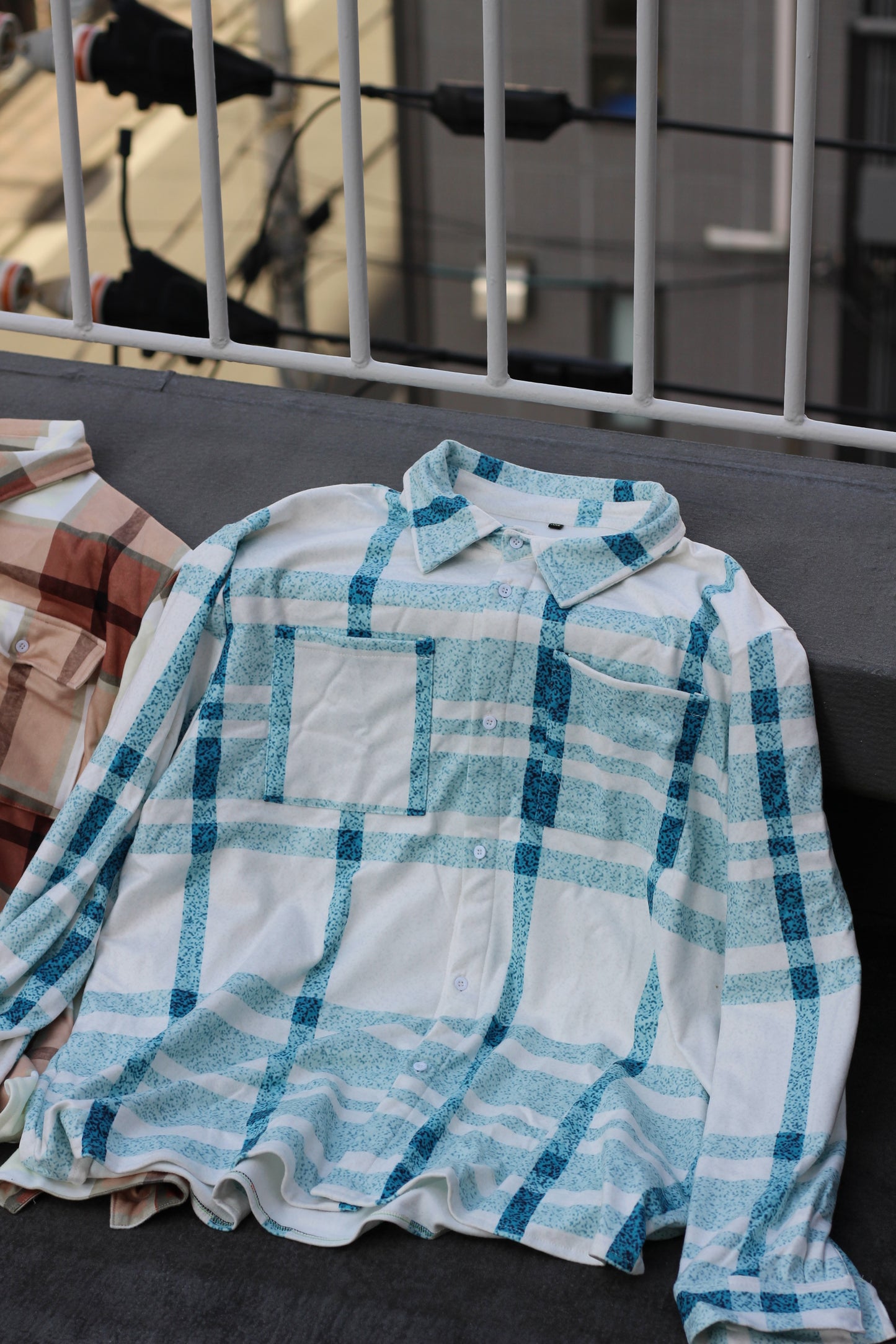 Men's Oversized Design Check Shirt x2点