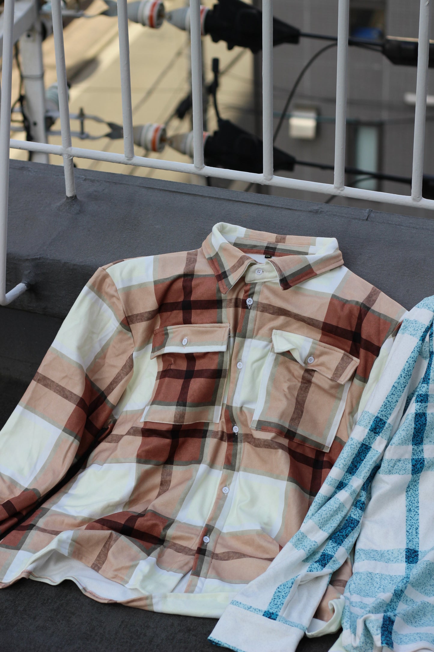 Men's Oversized Design Check Shirt x2点