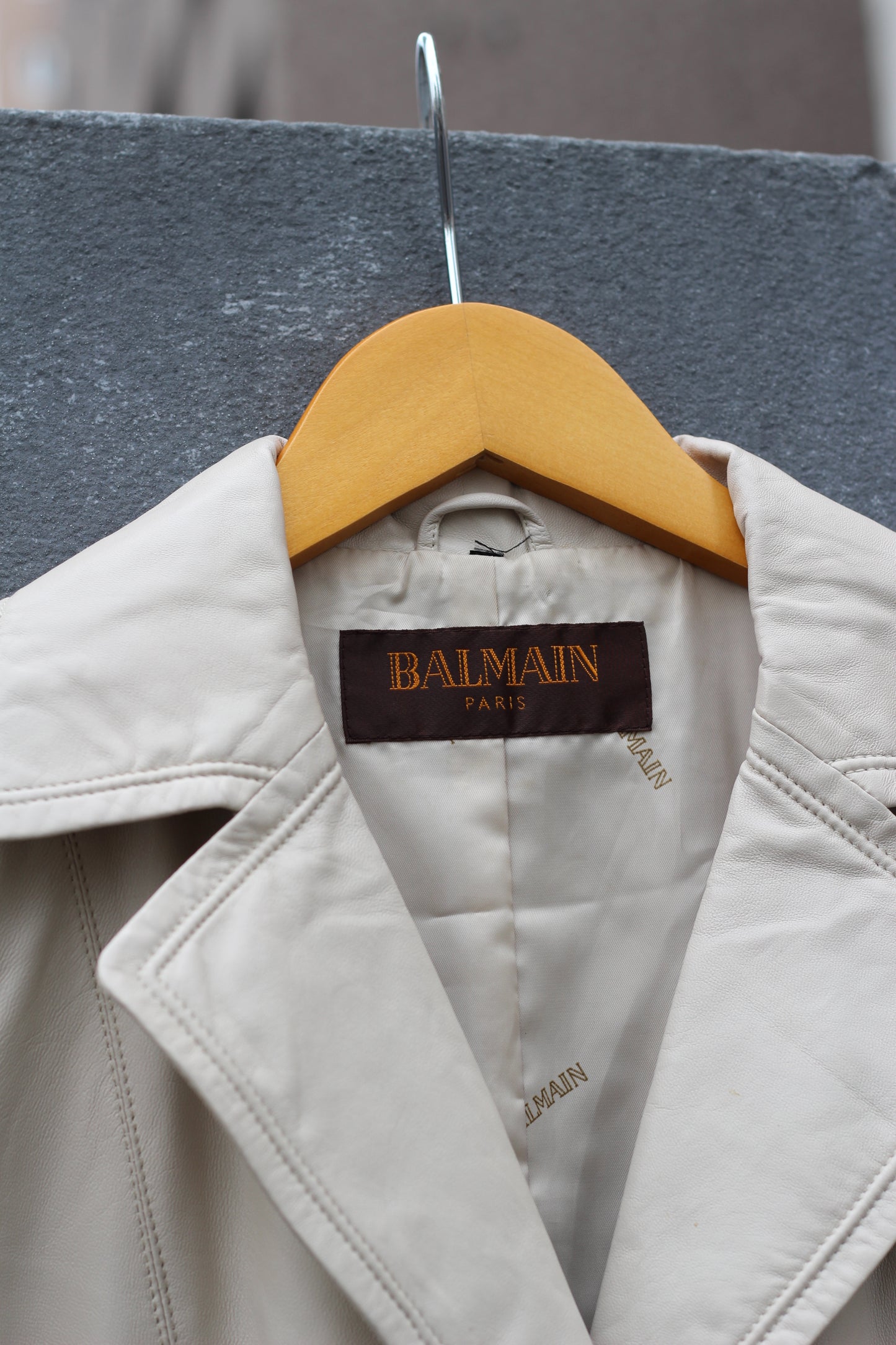 BALMAIN Leather & Wool Coat set x2点