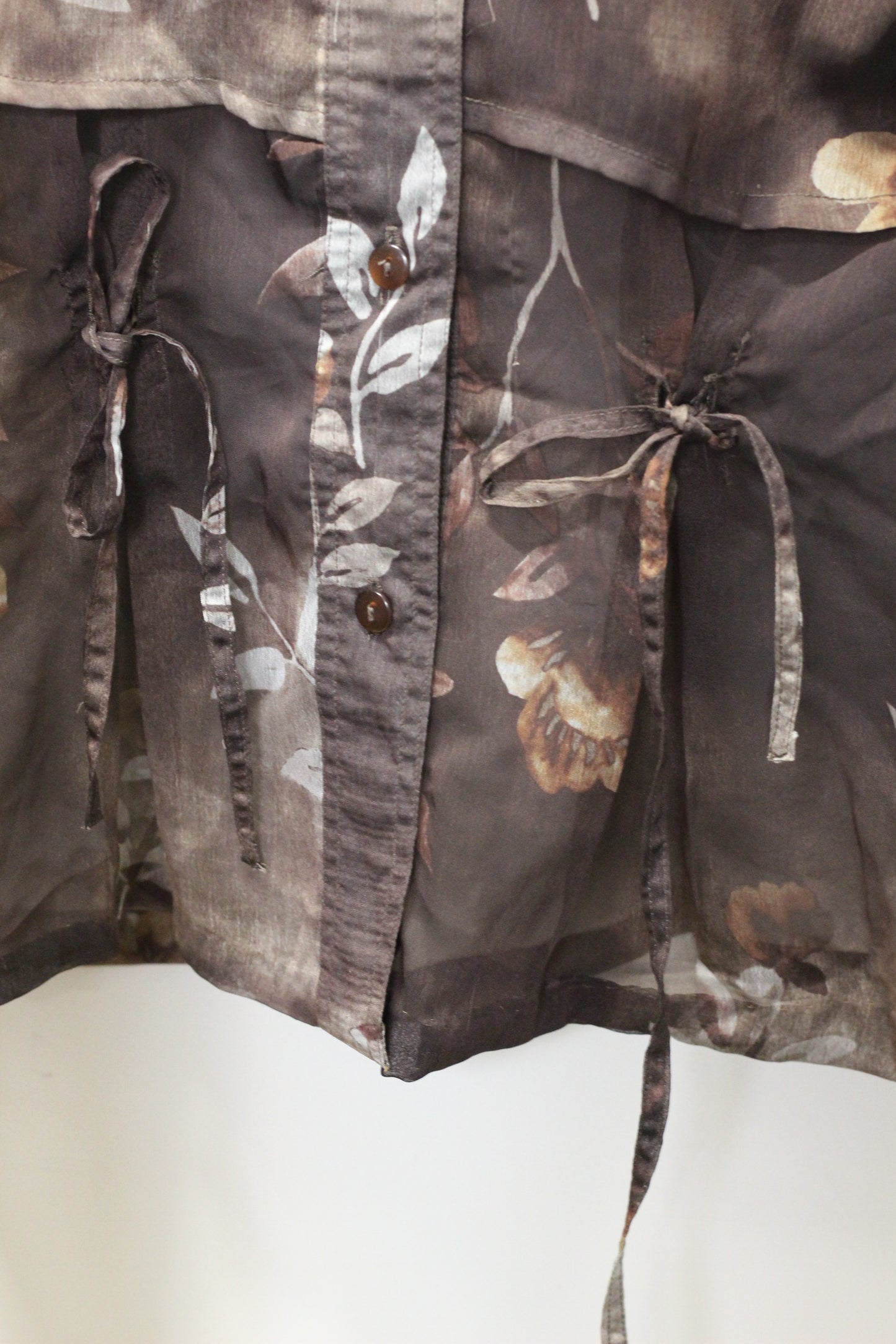 Vintage Brown Flower Long Sleeve Blouse x4点
