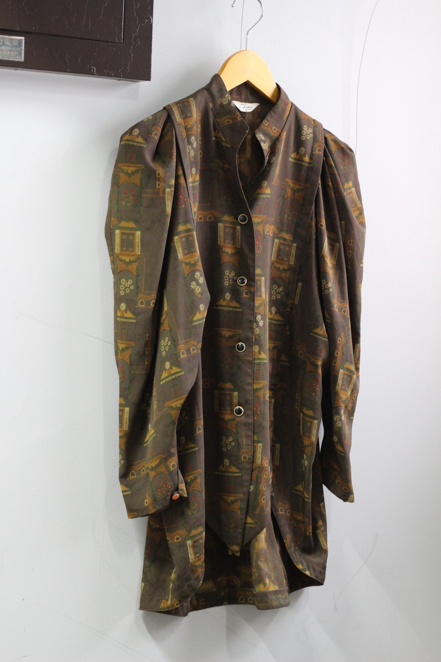 Vintage Brown Flower Long Sleeve Blouse x4点