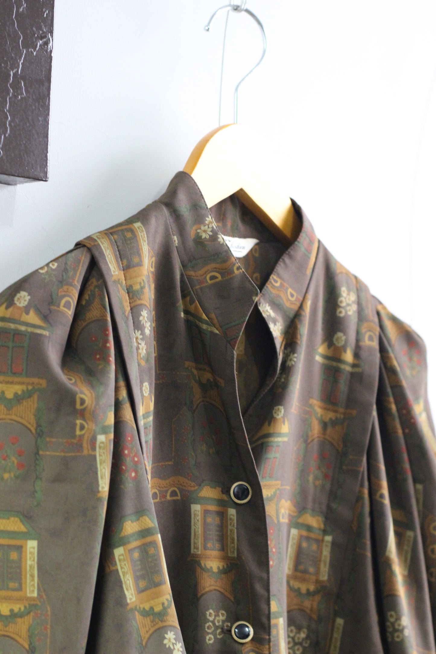 Vintage Brown Flower Long Sleeve Blouse x4点