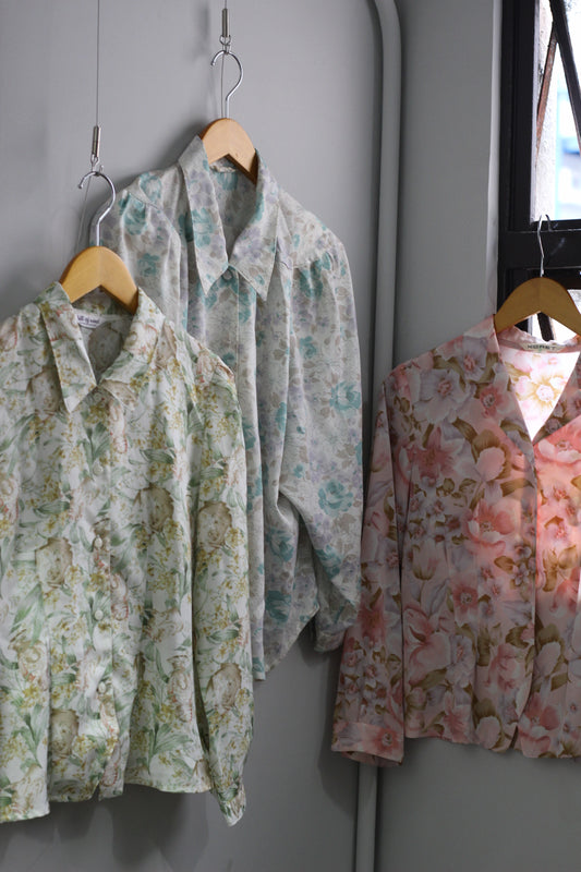 Vintage Flower Long Sleeve Blouse x4点
