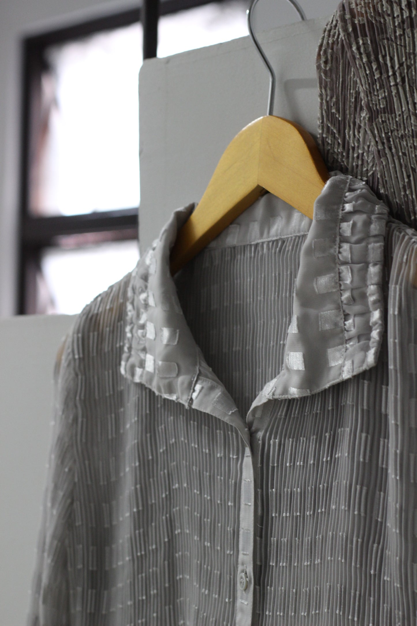 Vintage Pleats Jacquard Long Sleeve Blouse x2点