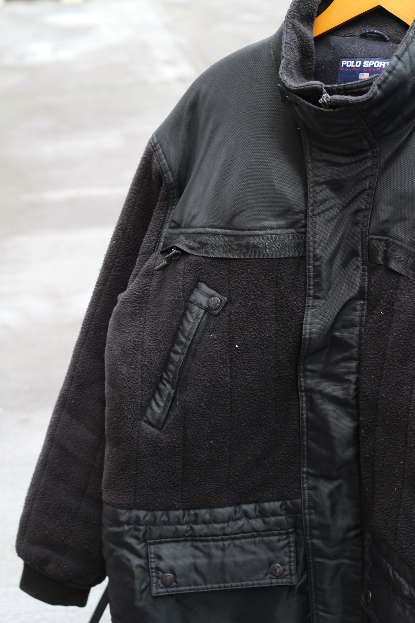 90's Polo Ralph Lauren Fleece Nylon Patchwork Jacket & Leather Trim Boa Jacket set x2点