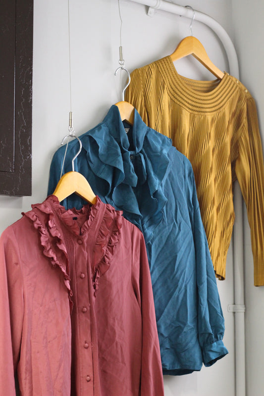 Vintage Retro Color Long Sleeve Blouse x3点