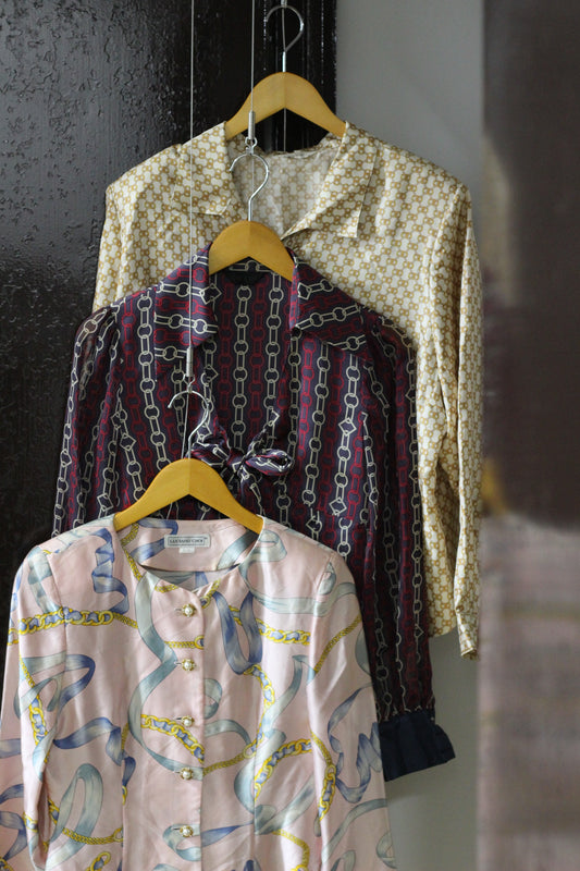 Vintage Chain Print Long Sleeve Blouse x5点