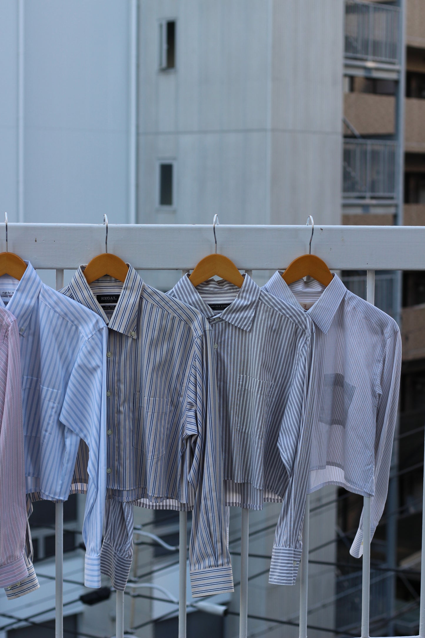 Remake short length stripe shirt x6点