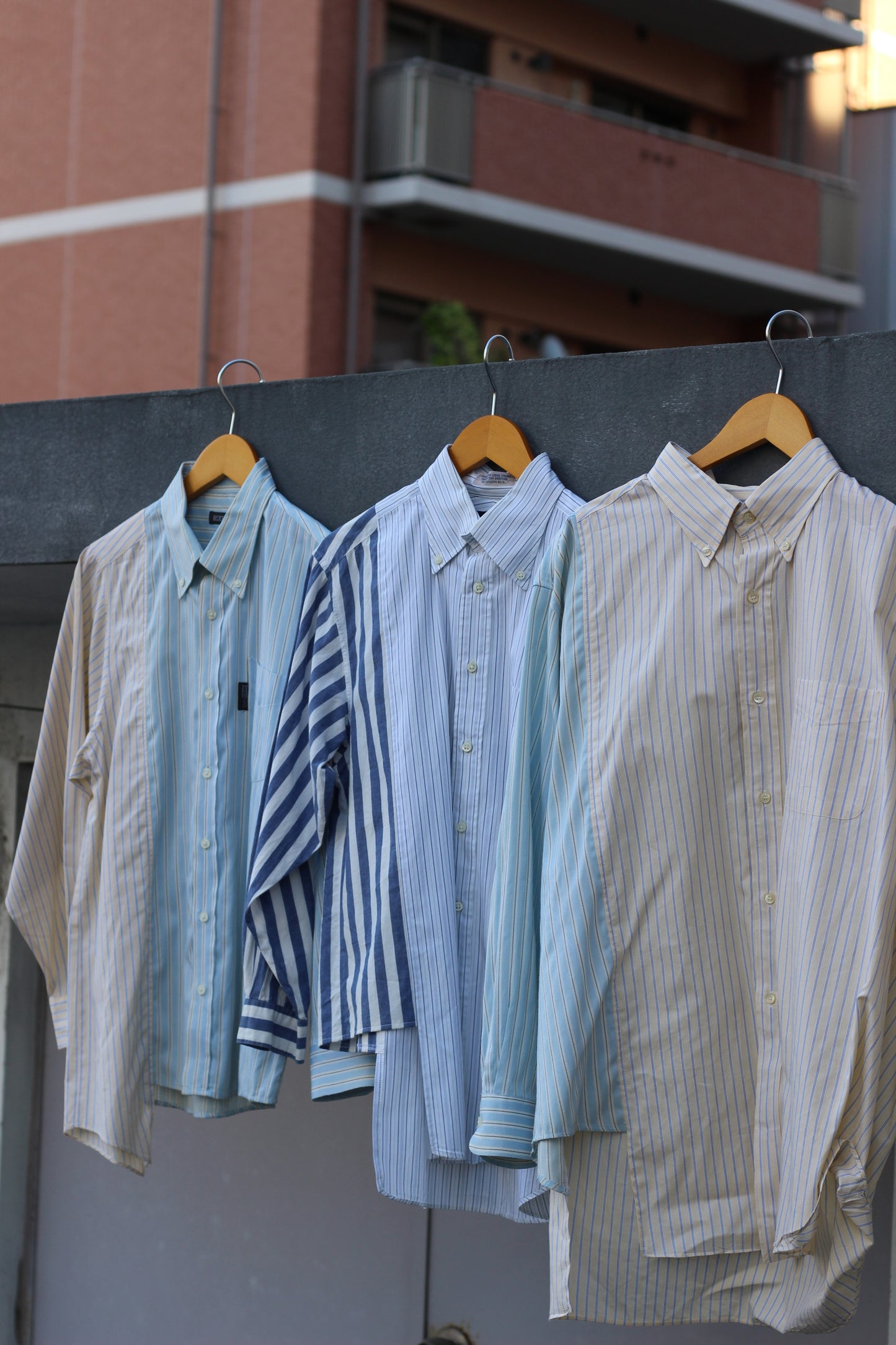 Remake asymmetry docking stripe shirt x9点