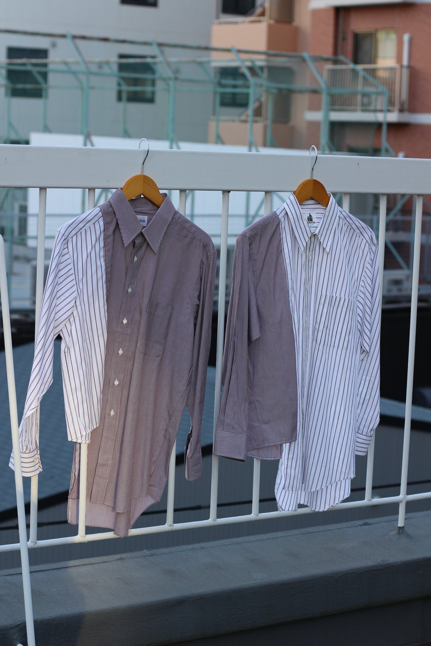 Remake asymmetry docking stripe shirt x9点