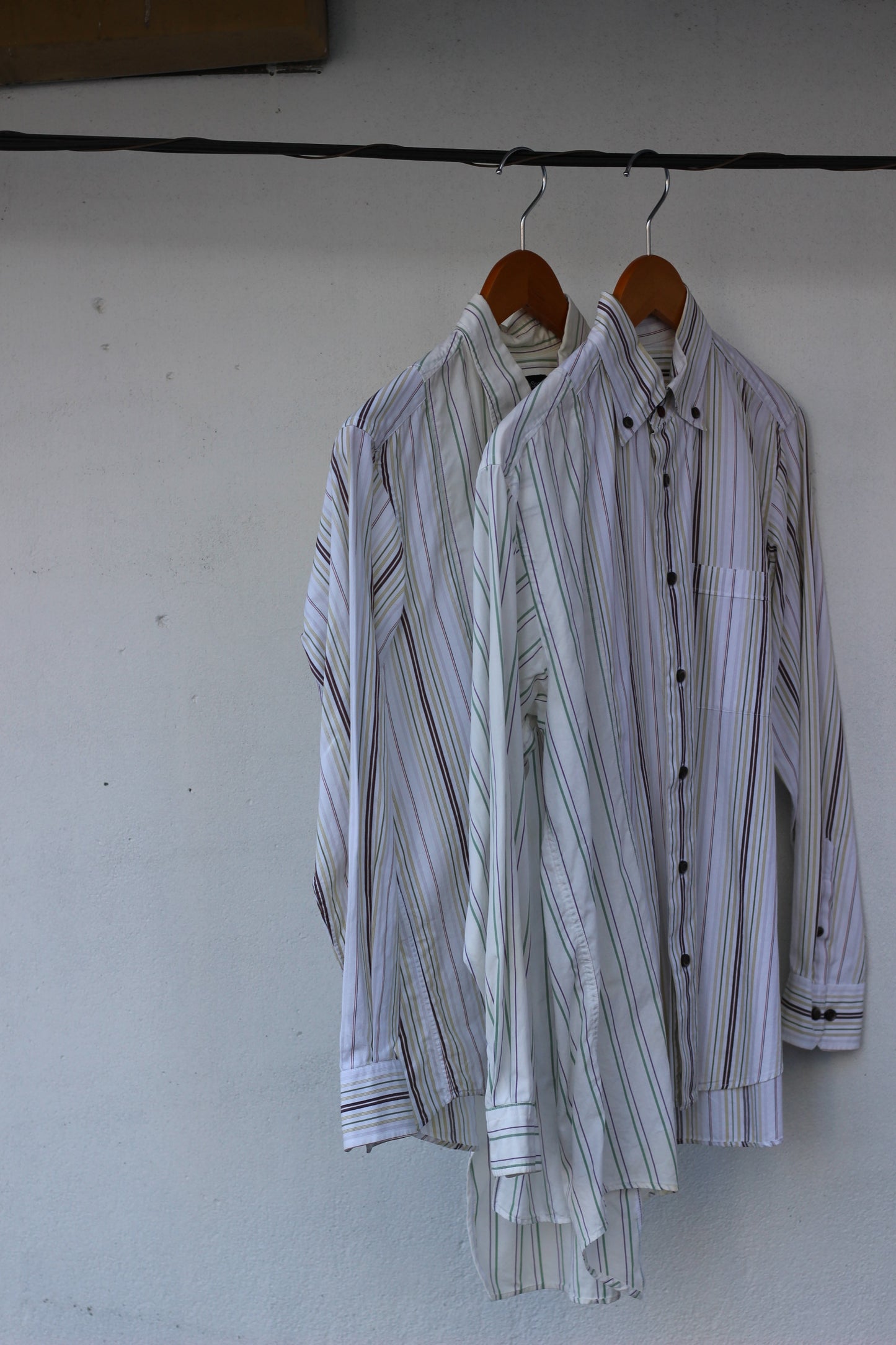 Remake asymmetry docking stripe shirt x9点