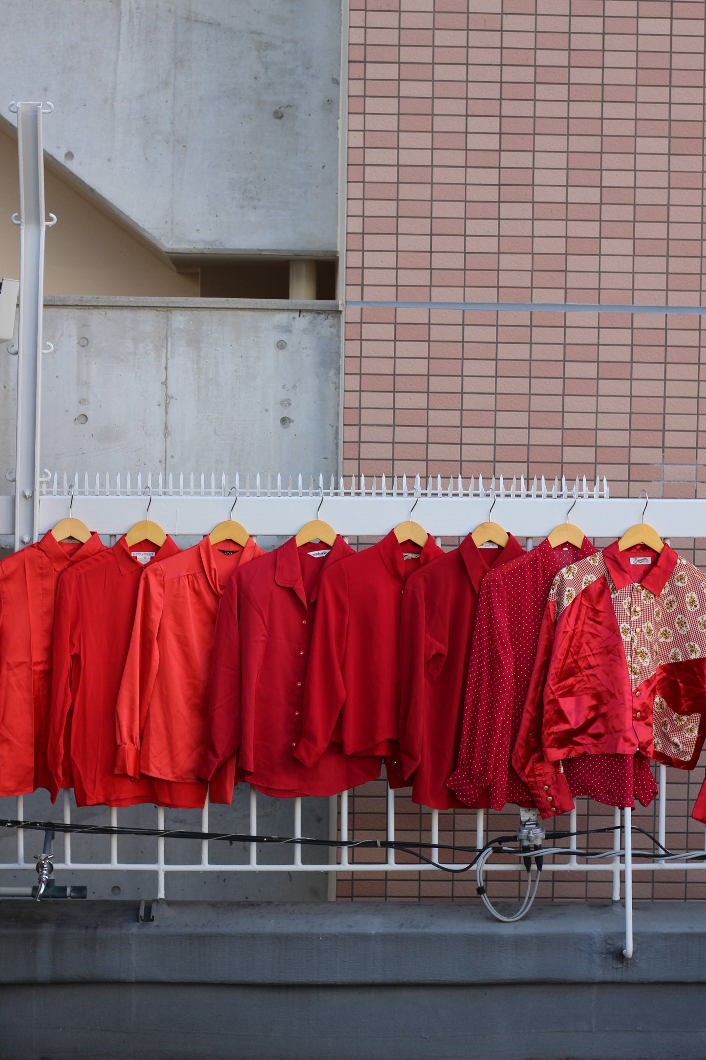 Japan vintage ladies red blouse shirt x8点