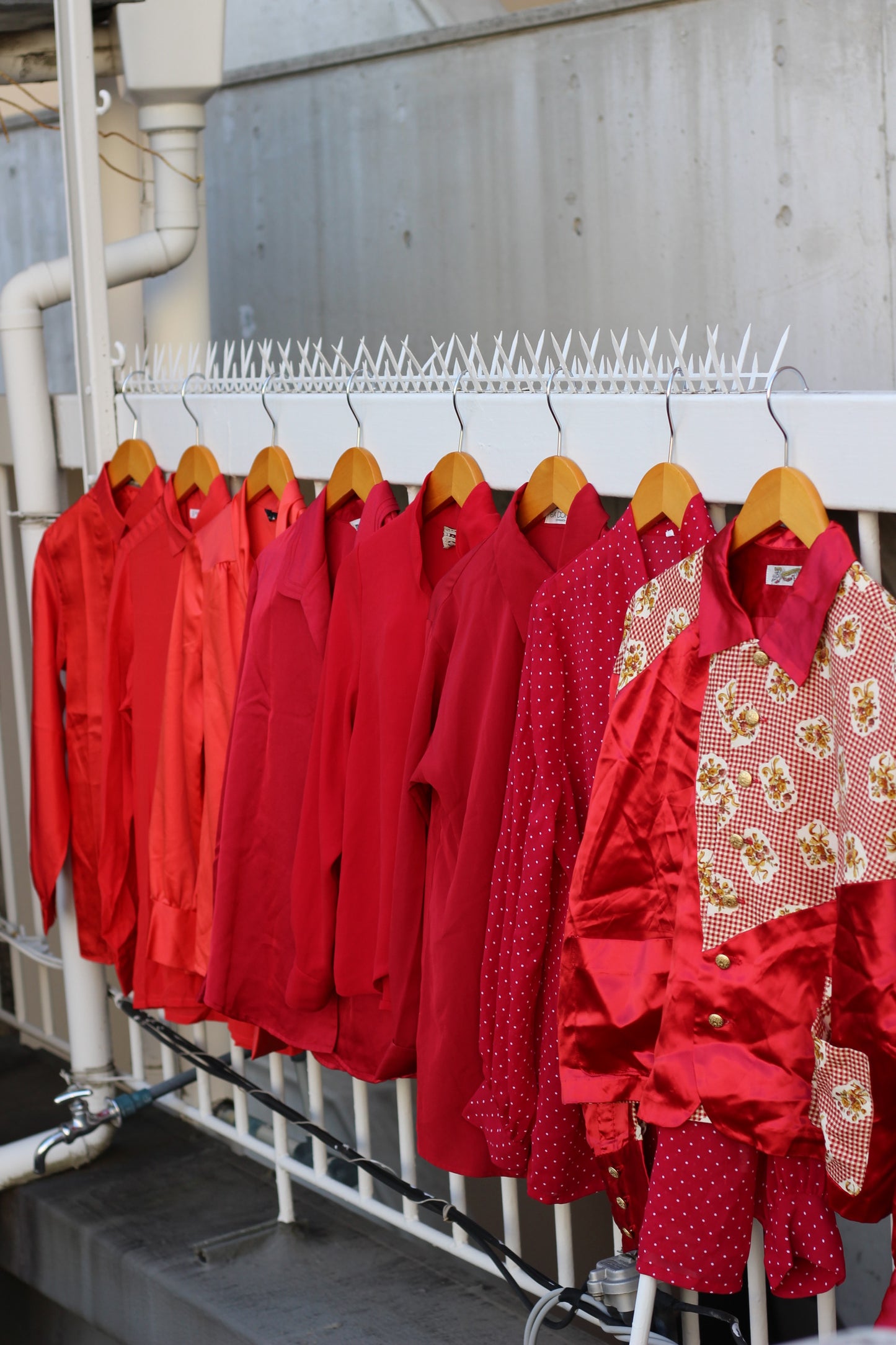 Japan vintage ladies red blouse shirt x8点
