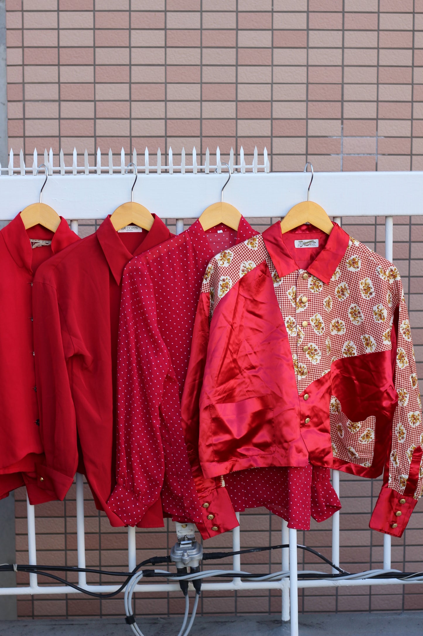 Japan vintage ladies red blouse shirt x8点