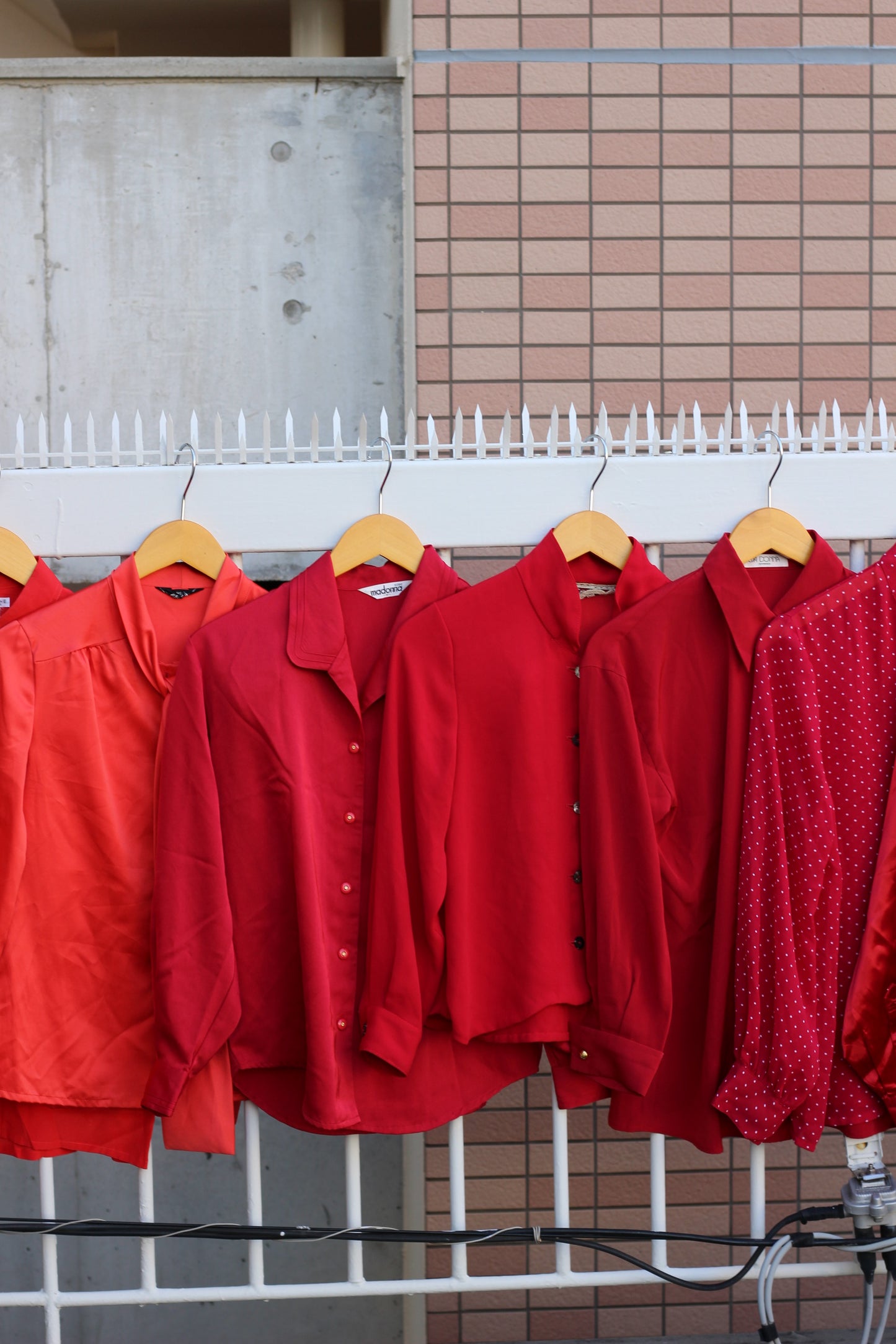 Japan vintage ladies red blouse shirt x8点