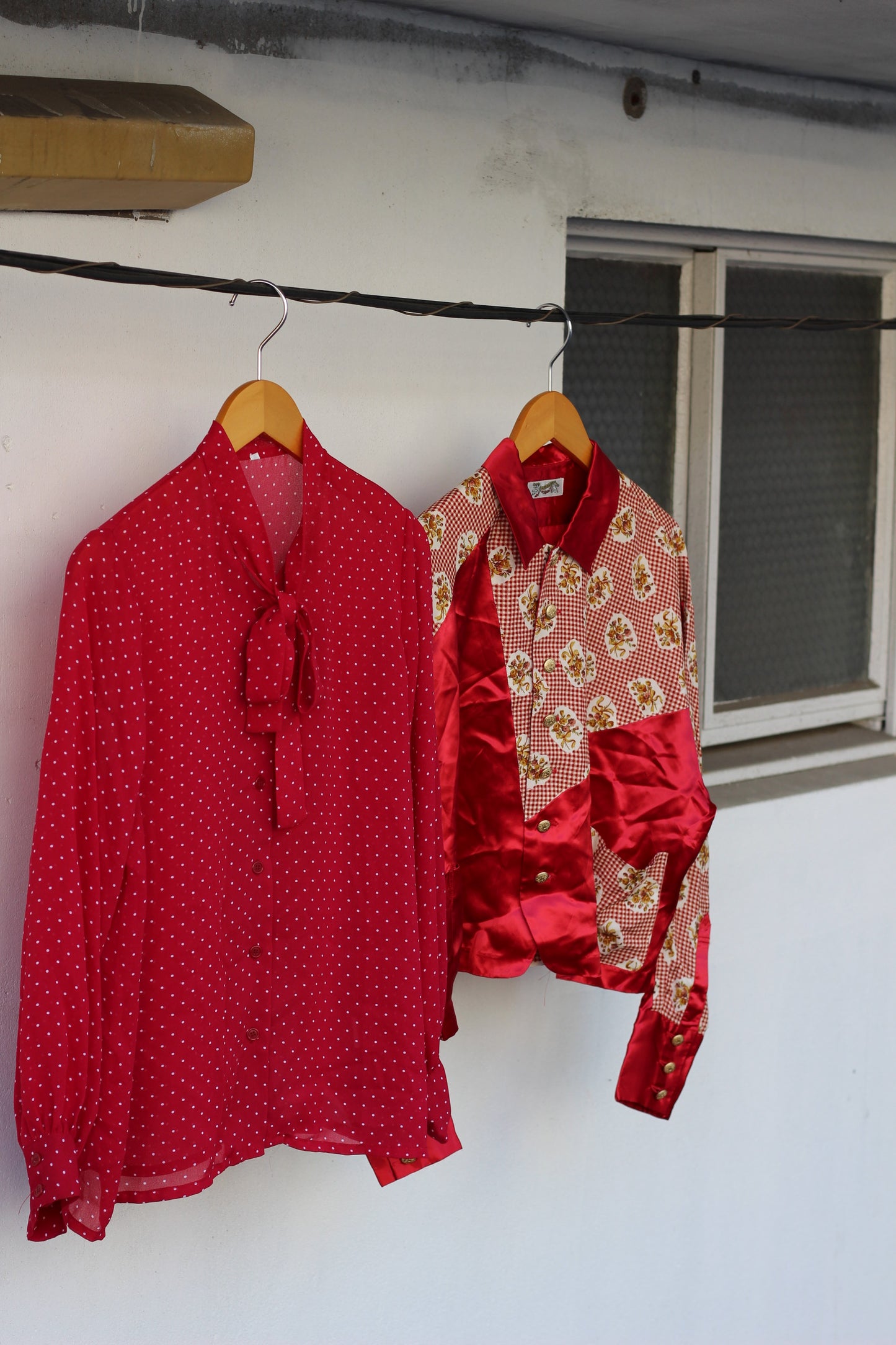 Japan vintage ladies red blouse shirt x8点