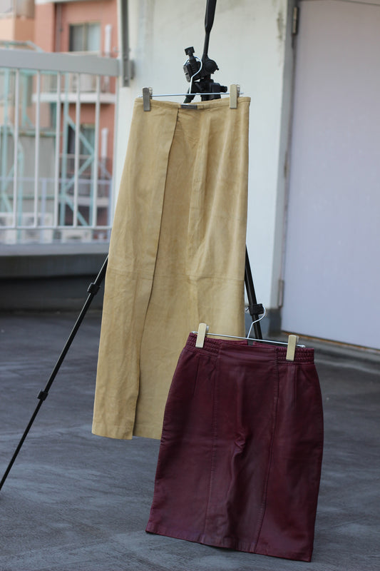 Women's Euro Vintage Leather Skirt x2点