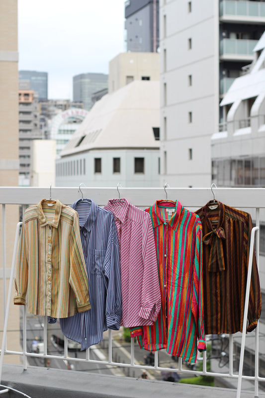 Vintage stripe Long Sleeve Blouse x10点