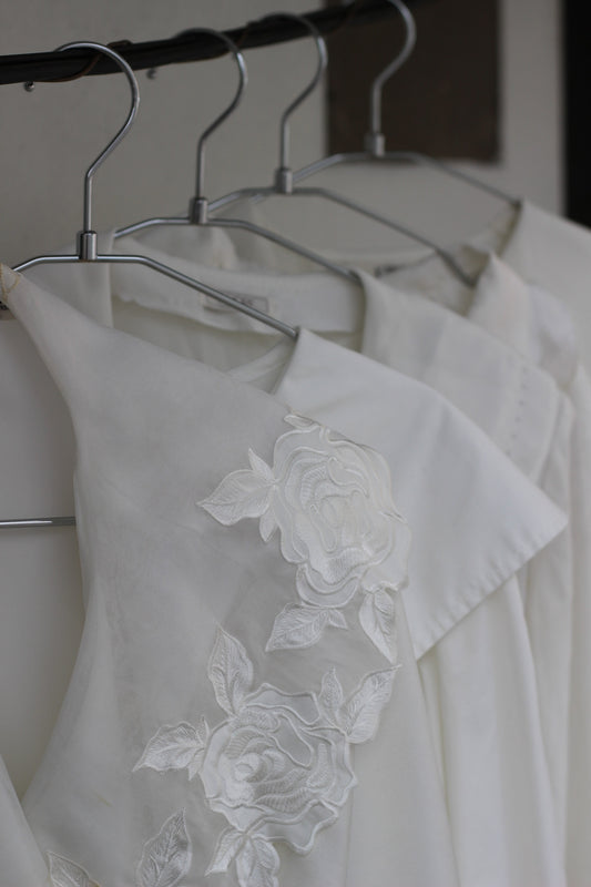 Vintage White Big Collar Long Sleeve Blouse x10点