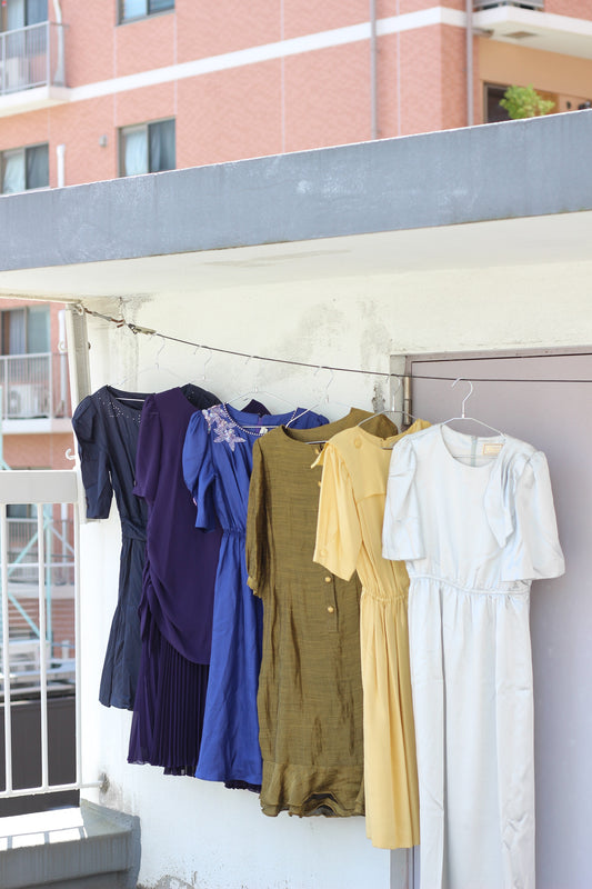 Vintage Simple Color Short Sleeve One-Piece x6点