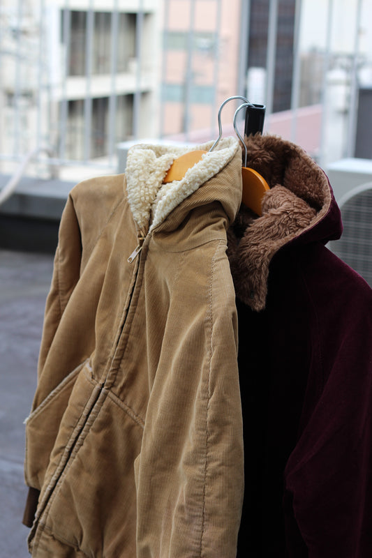 70-80's & 90's Made In USA Boa Hooded Corduroy Jacket set x2点