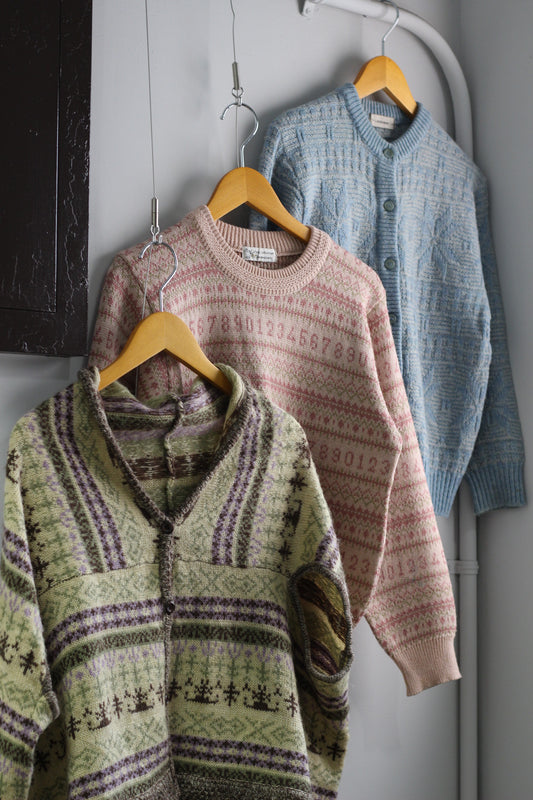 Vintage Fair Isle Style Knit x3点