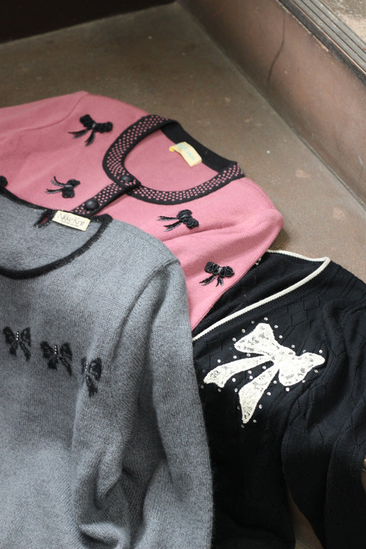 Vintage Ribbon Design Knit x3点