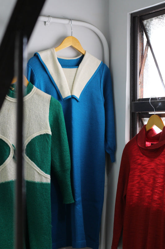 Vintage Retro Knit One-Piece x3点